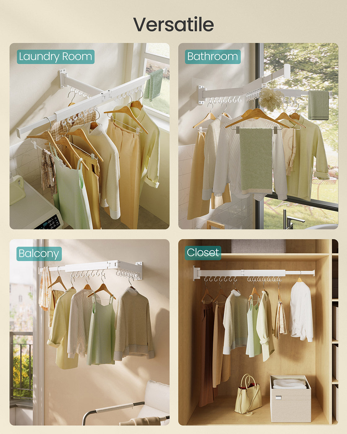 Wall-Mounted Laundry Drying Rack