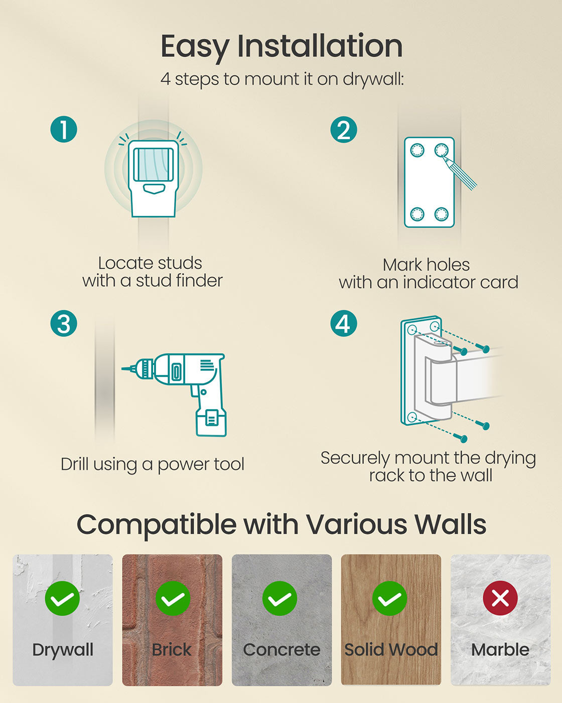 Wall-Mounted Laundry Drying Rack