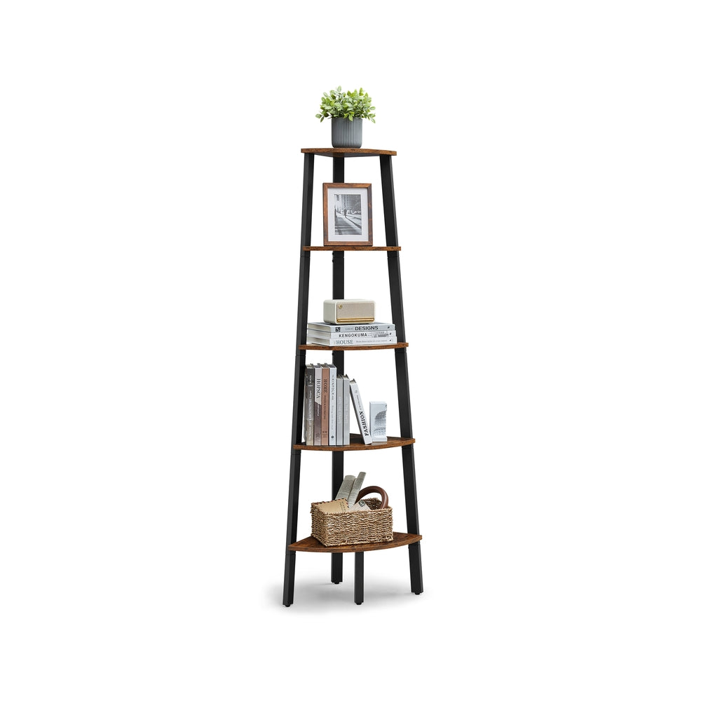 Corner Shelf Stand - 5-Tier - Brown and Black