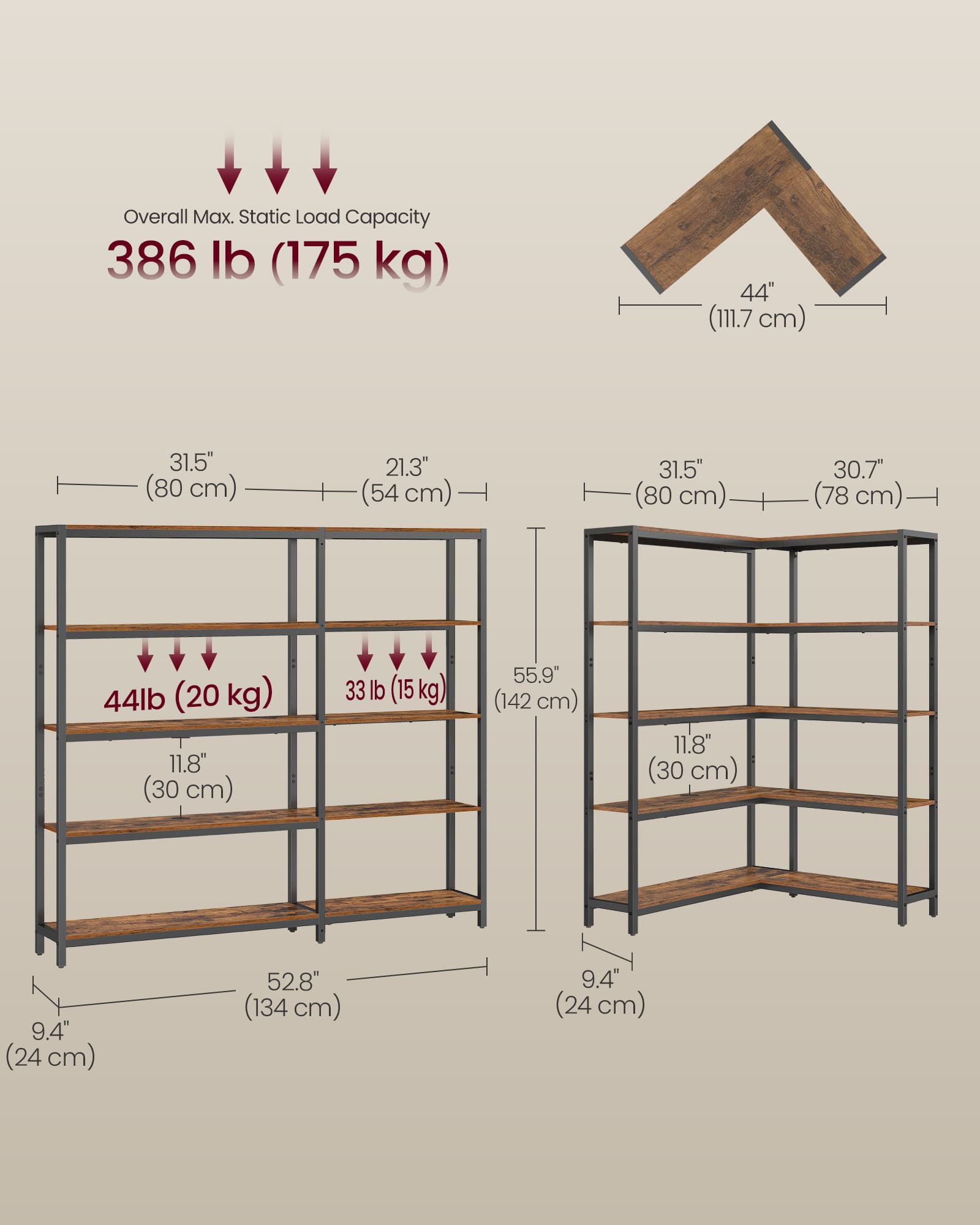 Wide Metal-Frame Bookshelf