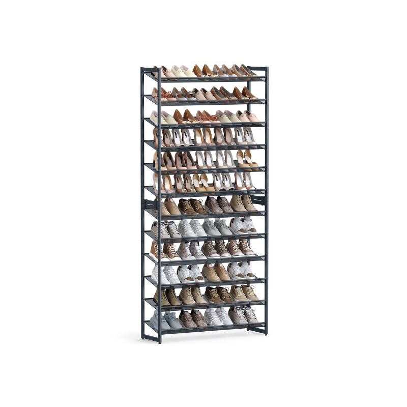 12-Tier Metal Shoe Storage Organizer - Grey