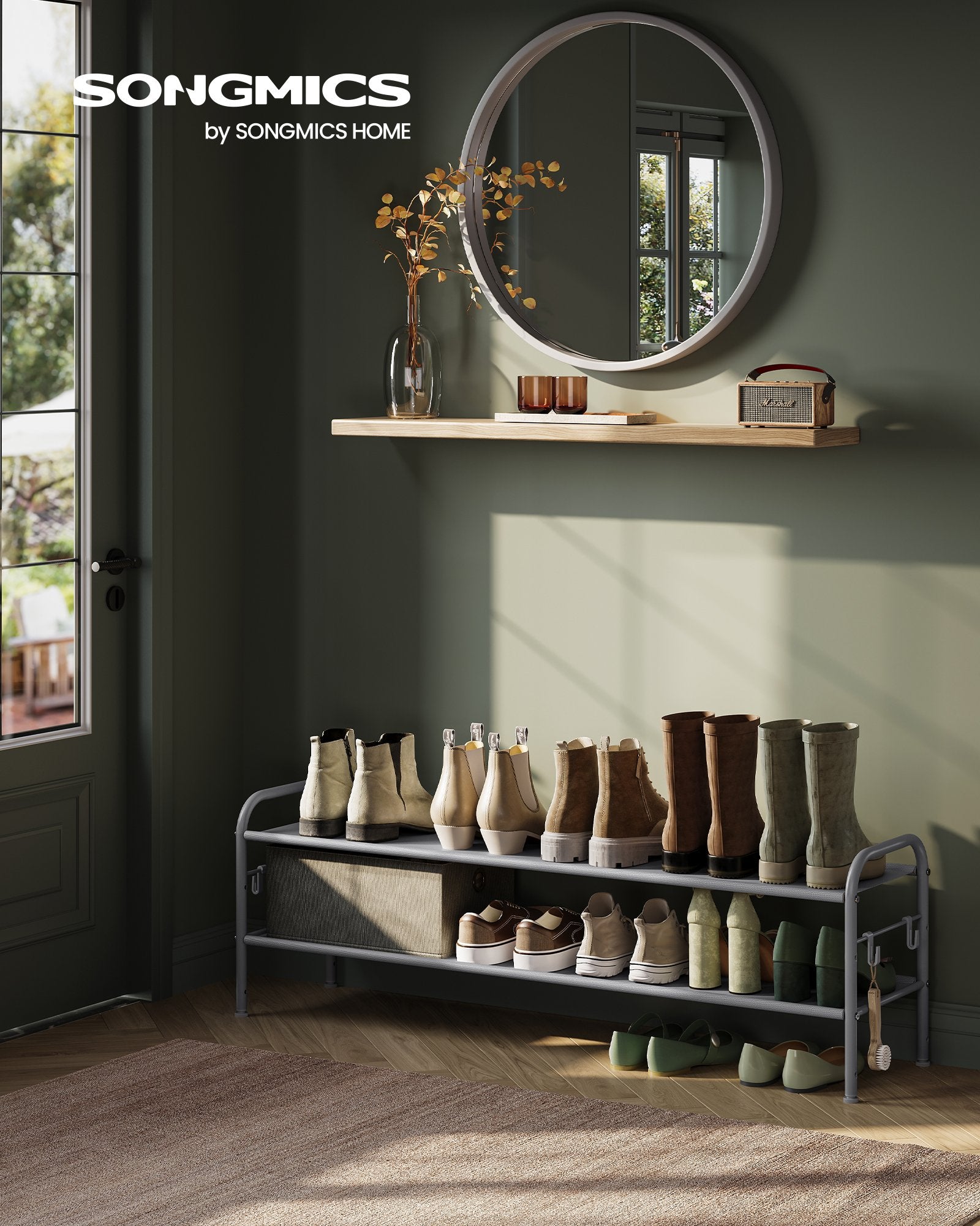 2 Tier Shoe Organizer Holds Up to 12 Pairs of Shoes - Dove Gray