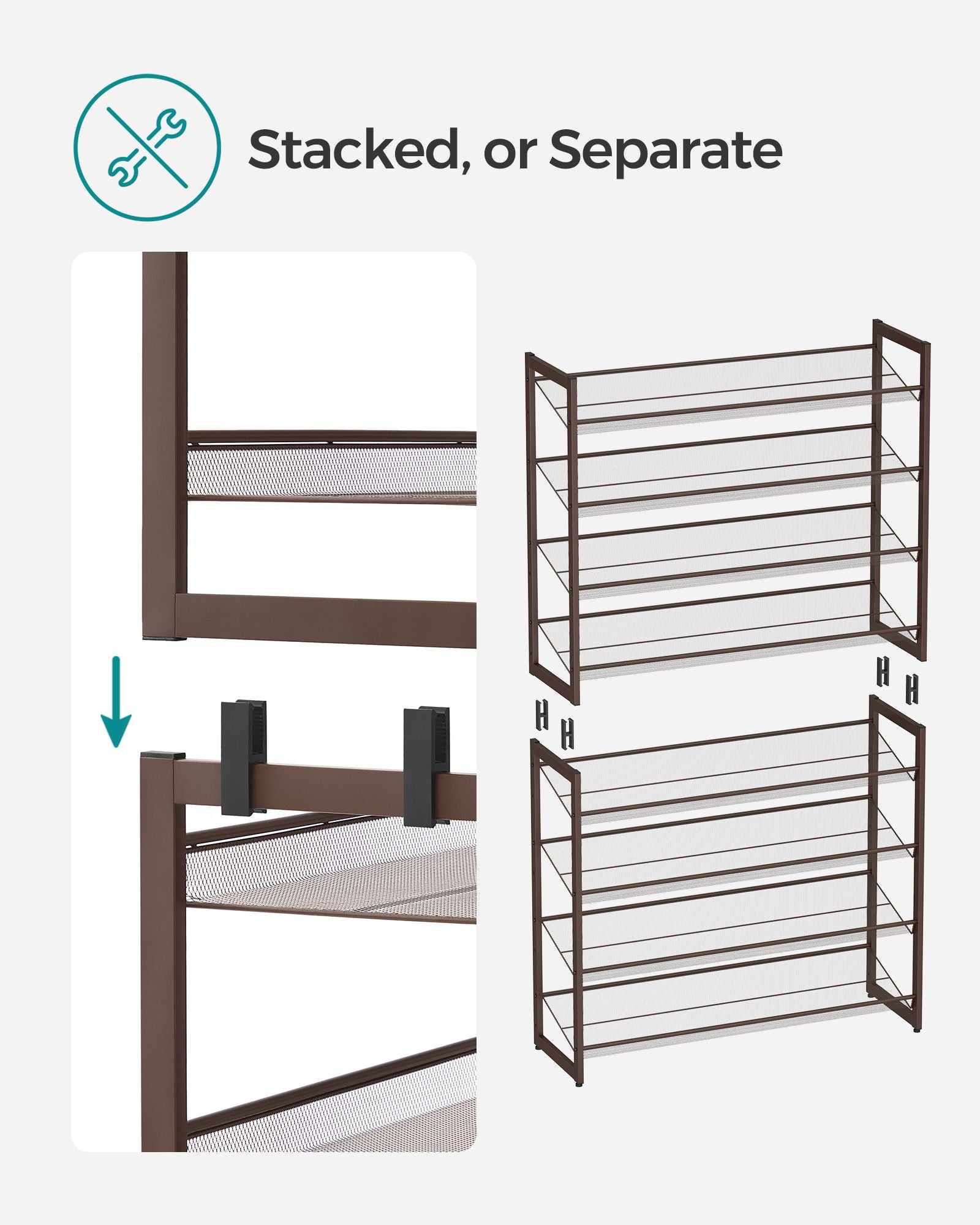 8-Tier Metal Shoe Organizer - Bronze