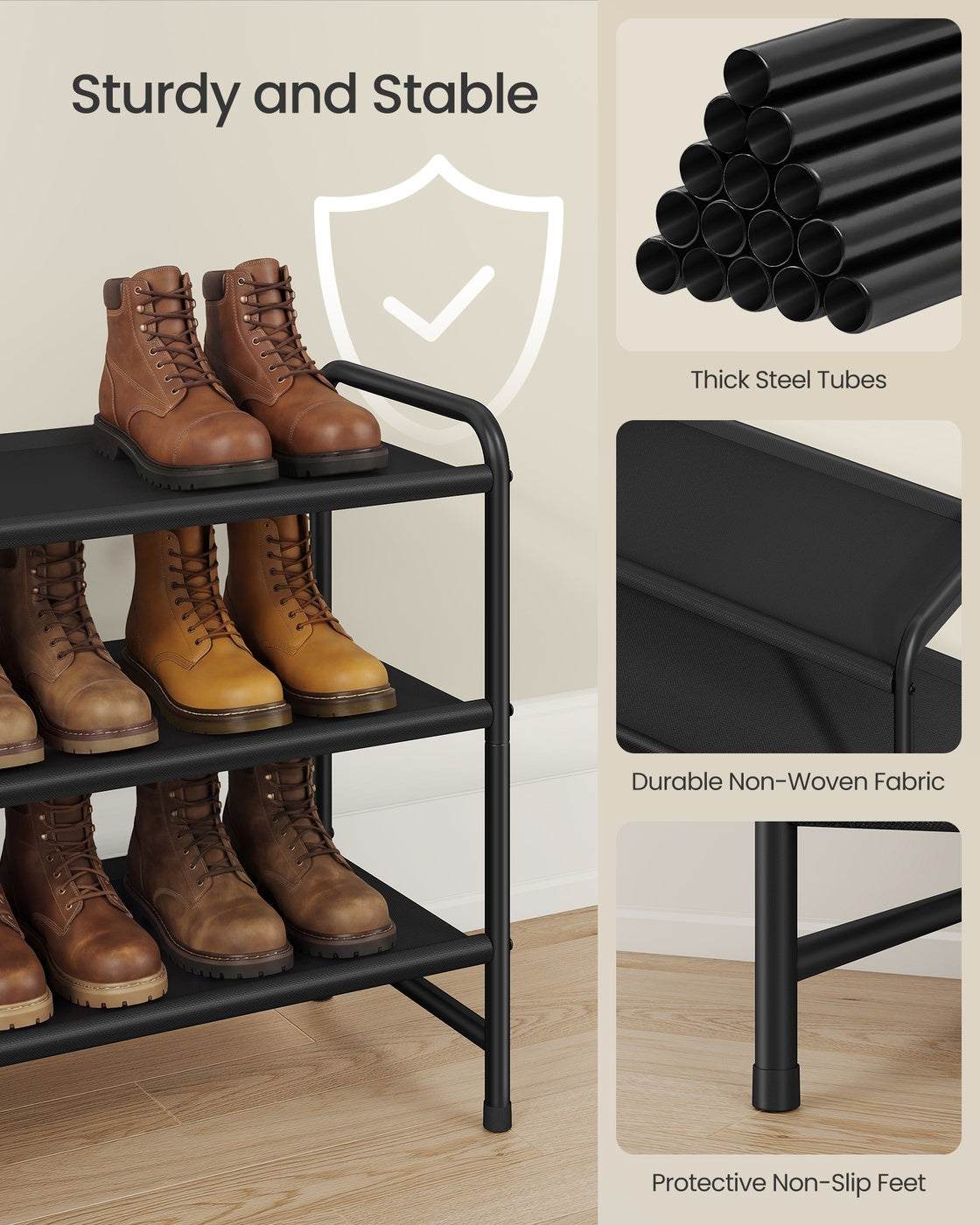 3-Tier Long Shoe Rack Organizer Ink Black - Ink Black