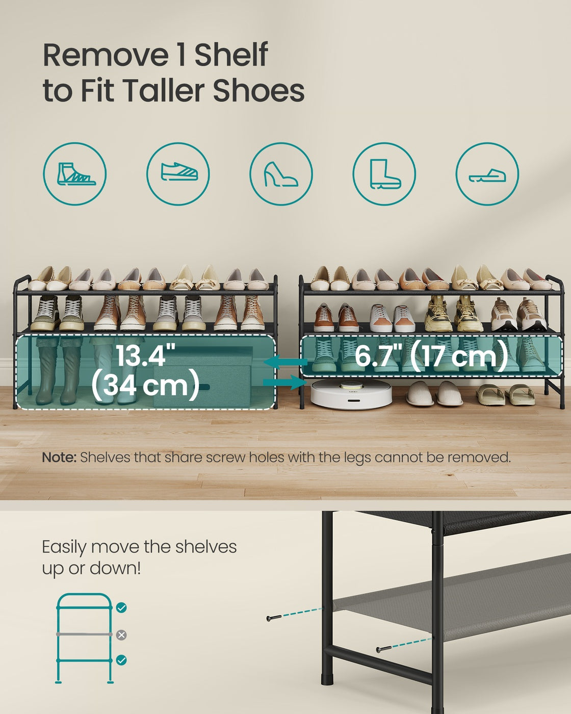 3-Tier Long Shoe Rack Organizer Ink Black - Ink Black