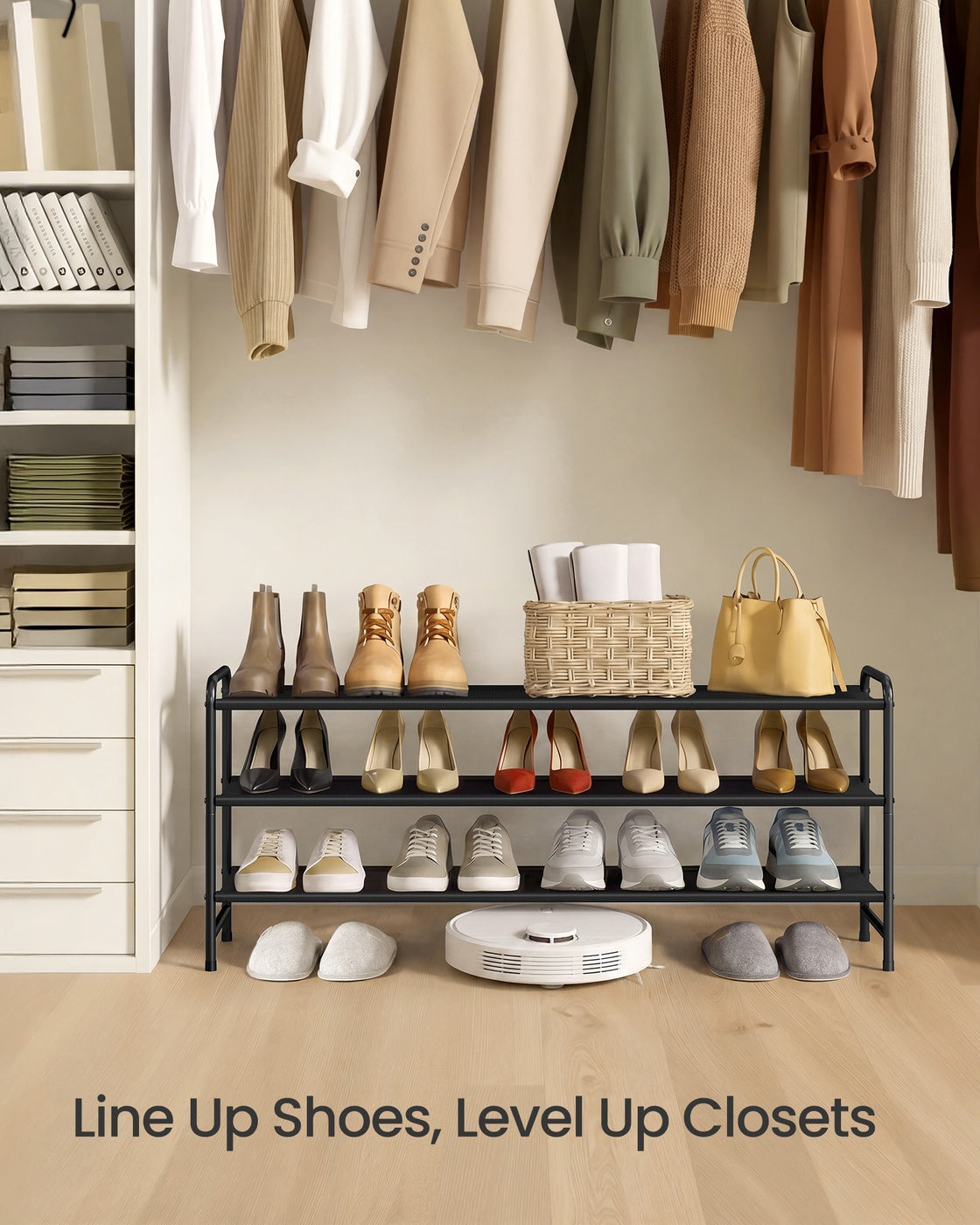 3-Tier Long Shoe Rack Organizer Ink Black - Ink Black