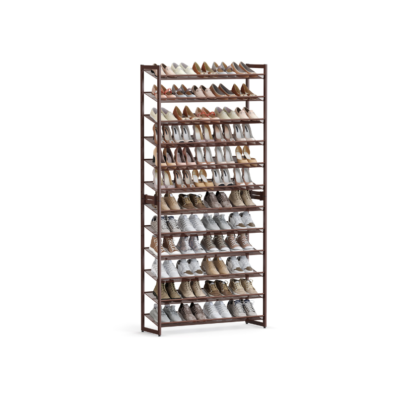 12-Tier Metal Shoe Storage Organizer - Bronze