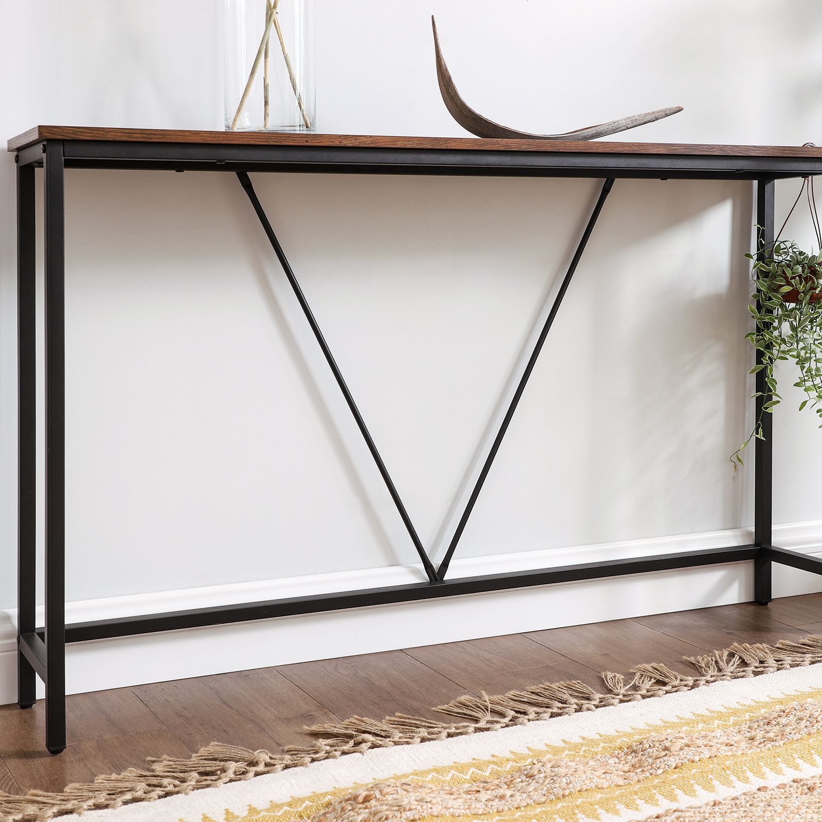 Console Table - Sofa Table - Narrow Entryway Table - Rustic Brown