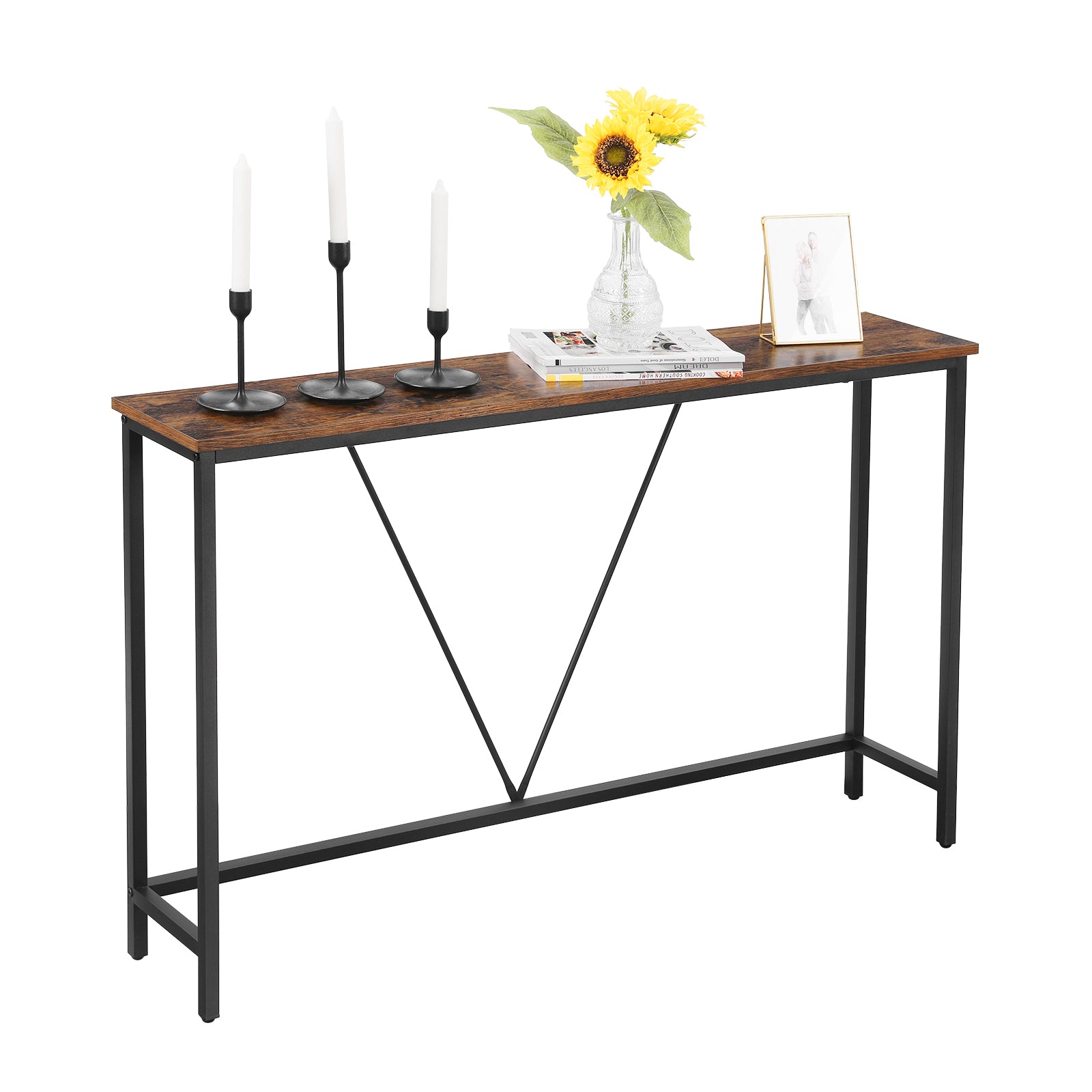 Console Table - Sofa Table - Narrow Entryway Table - Rustic Brown