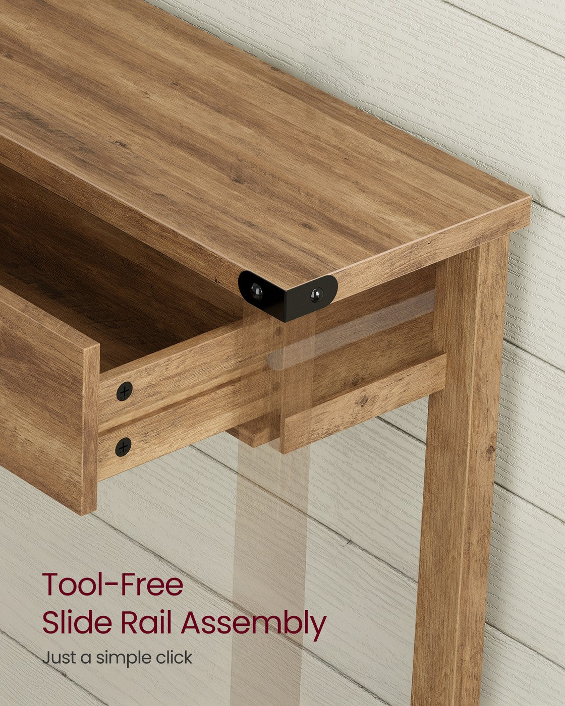 Console Table - 3 Drawers and Open Shelf - Metal Corners