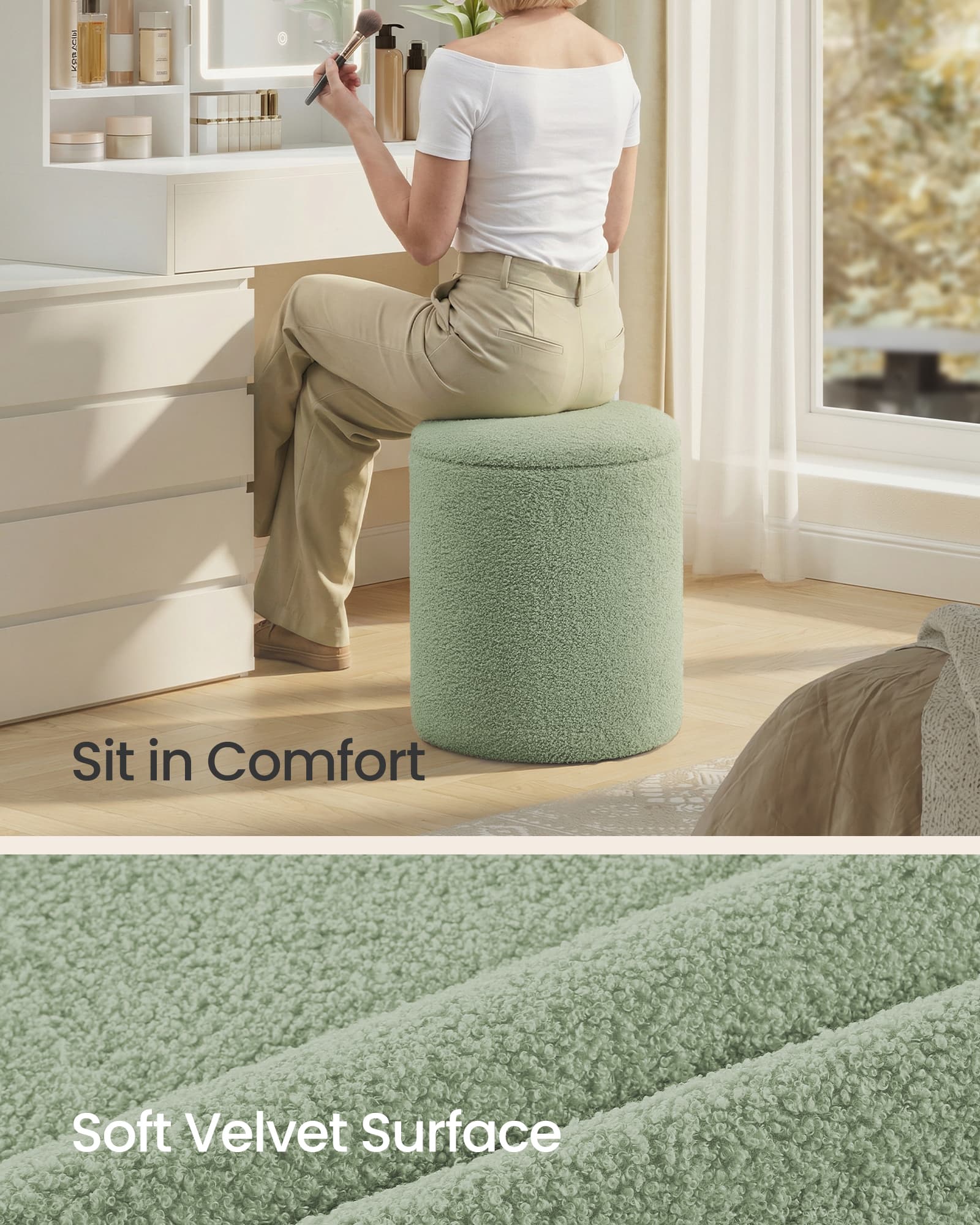 Set Of 2 Round Storage Stools