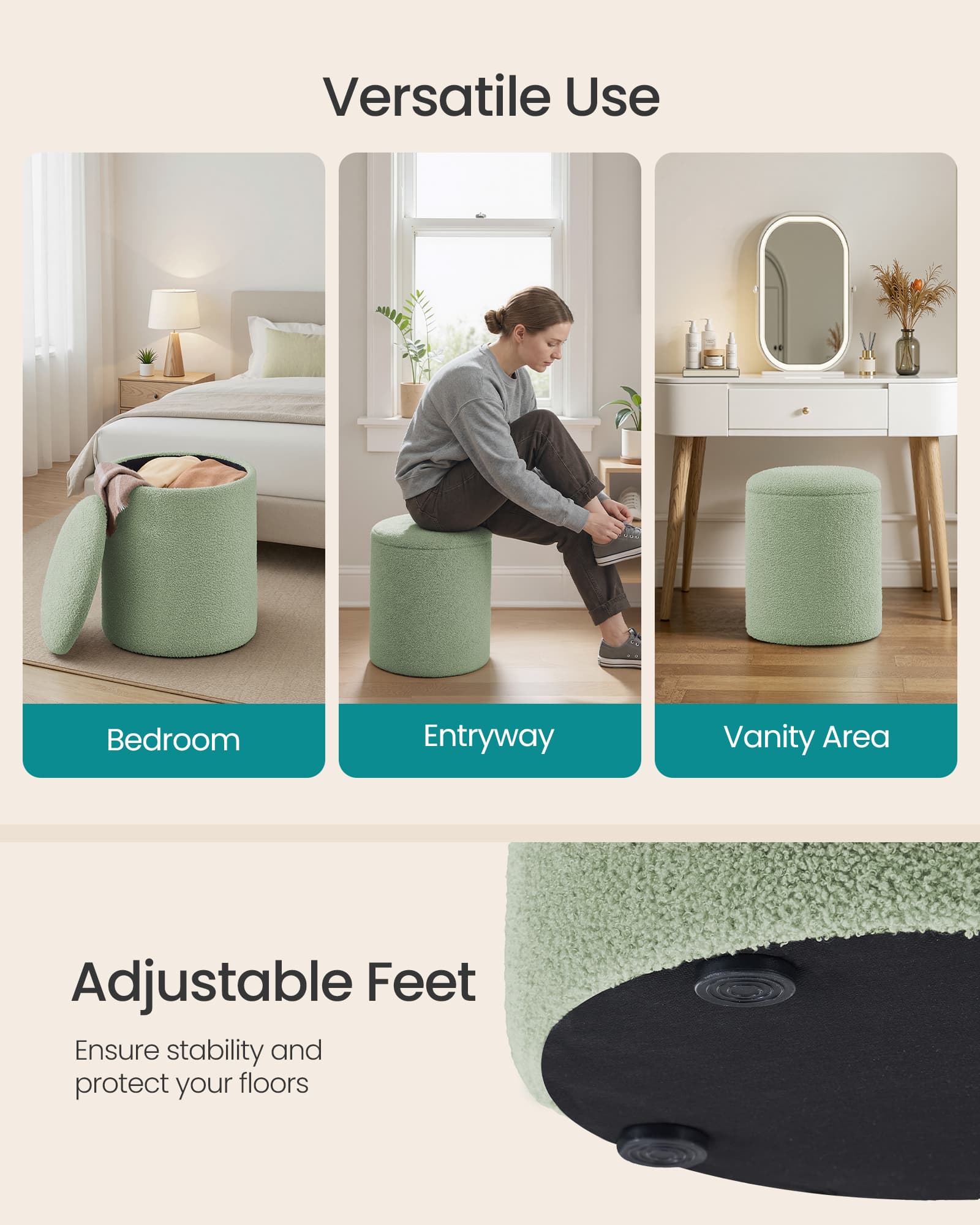 Set Of 2 Round Storage Stools