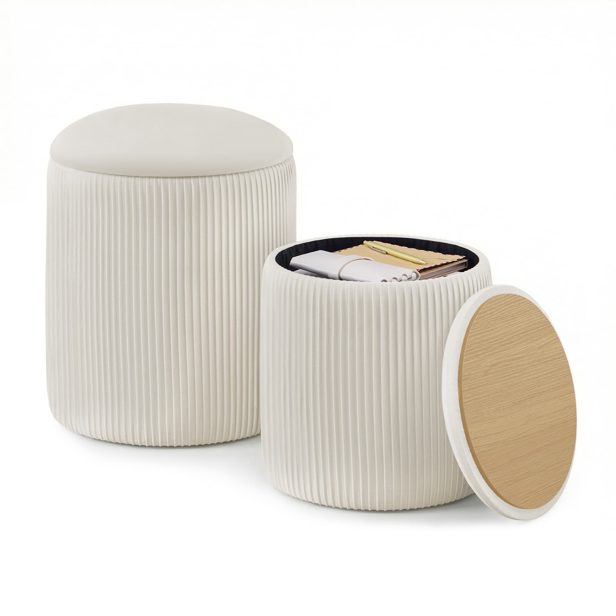 Set Of 2 Round Storage Stools