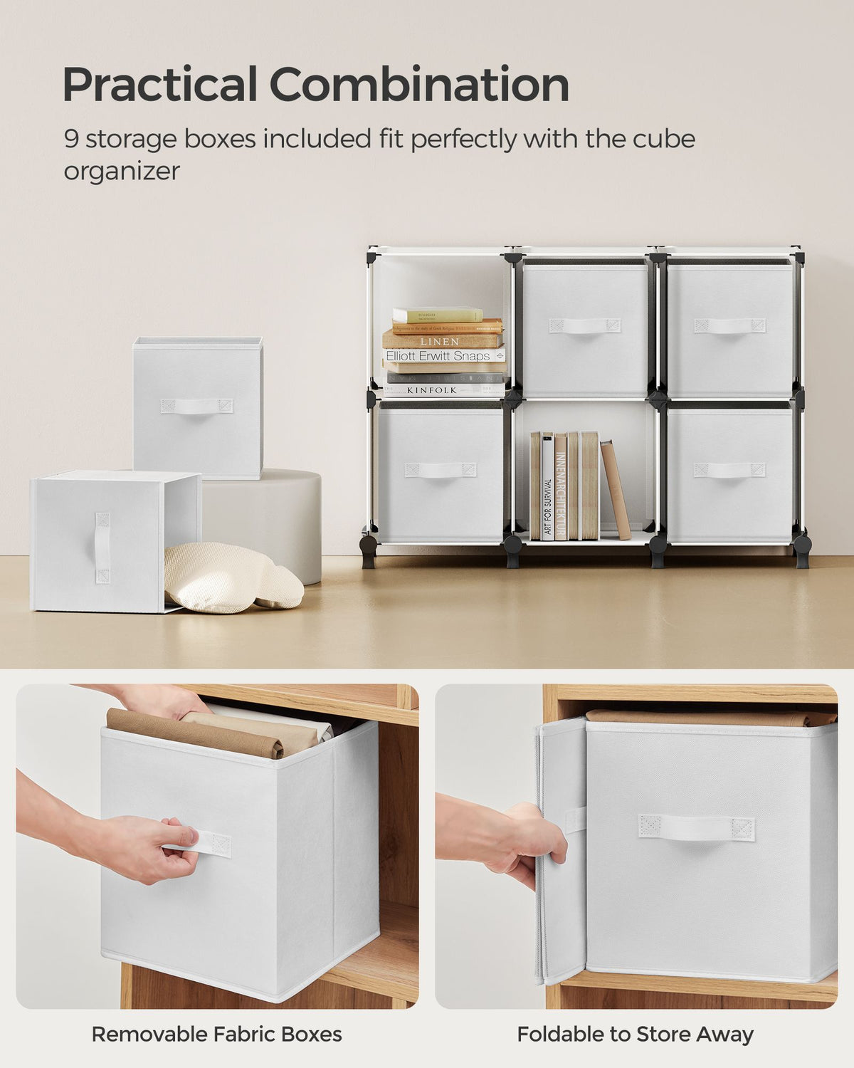 Cube Storage Organizer with Storage Boxes - Set of 6
