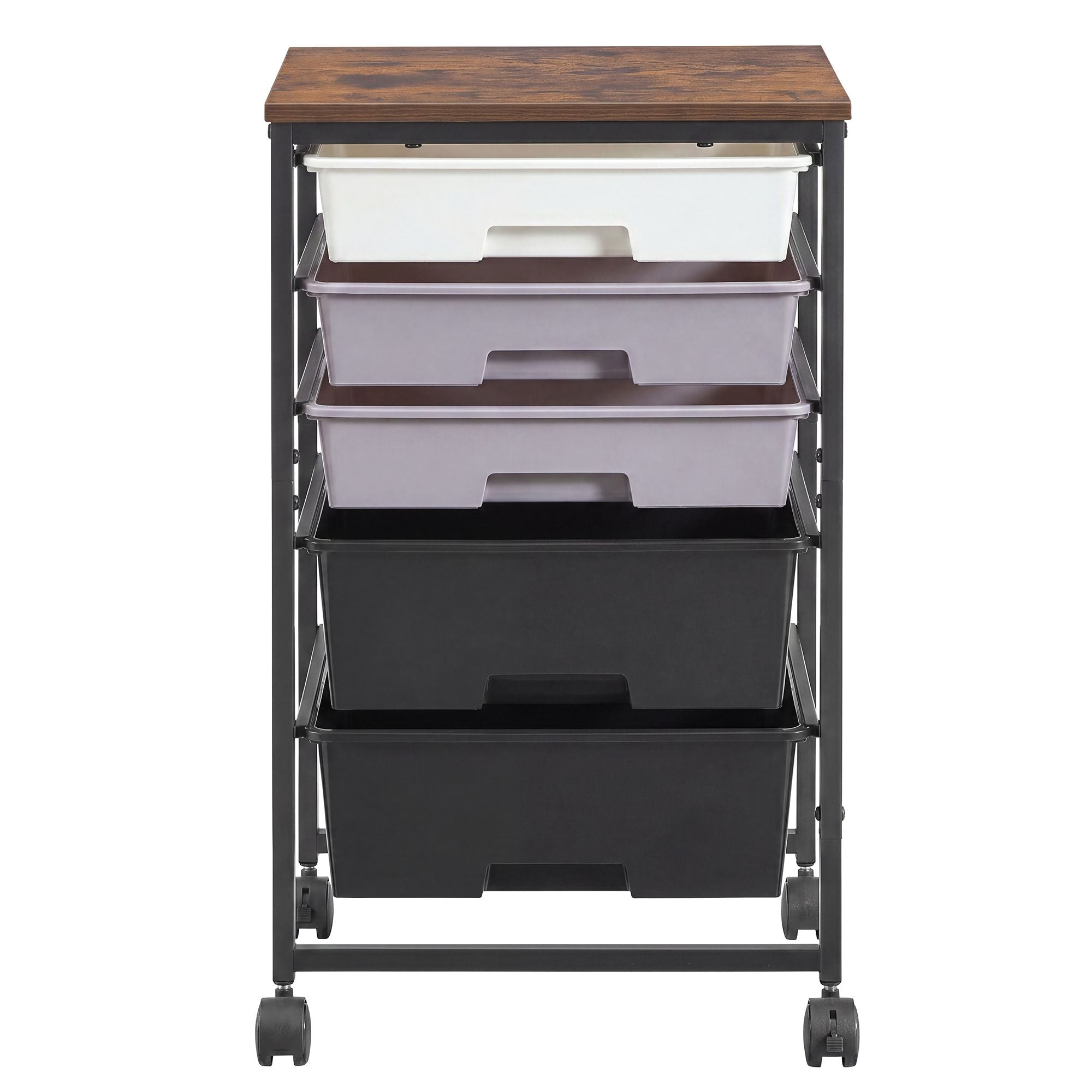 5-Drawer Rolling Storage Cart - Black - 5-Drawer