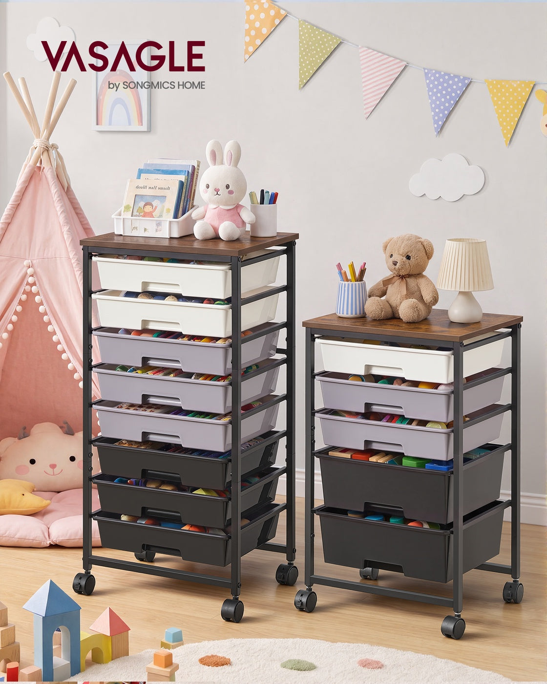 Rolling Storage Cart - 5-Drawer