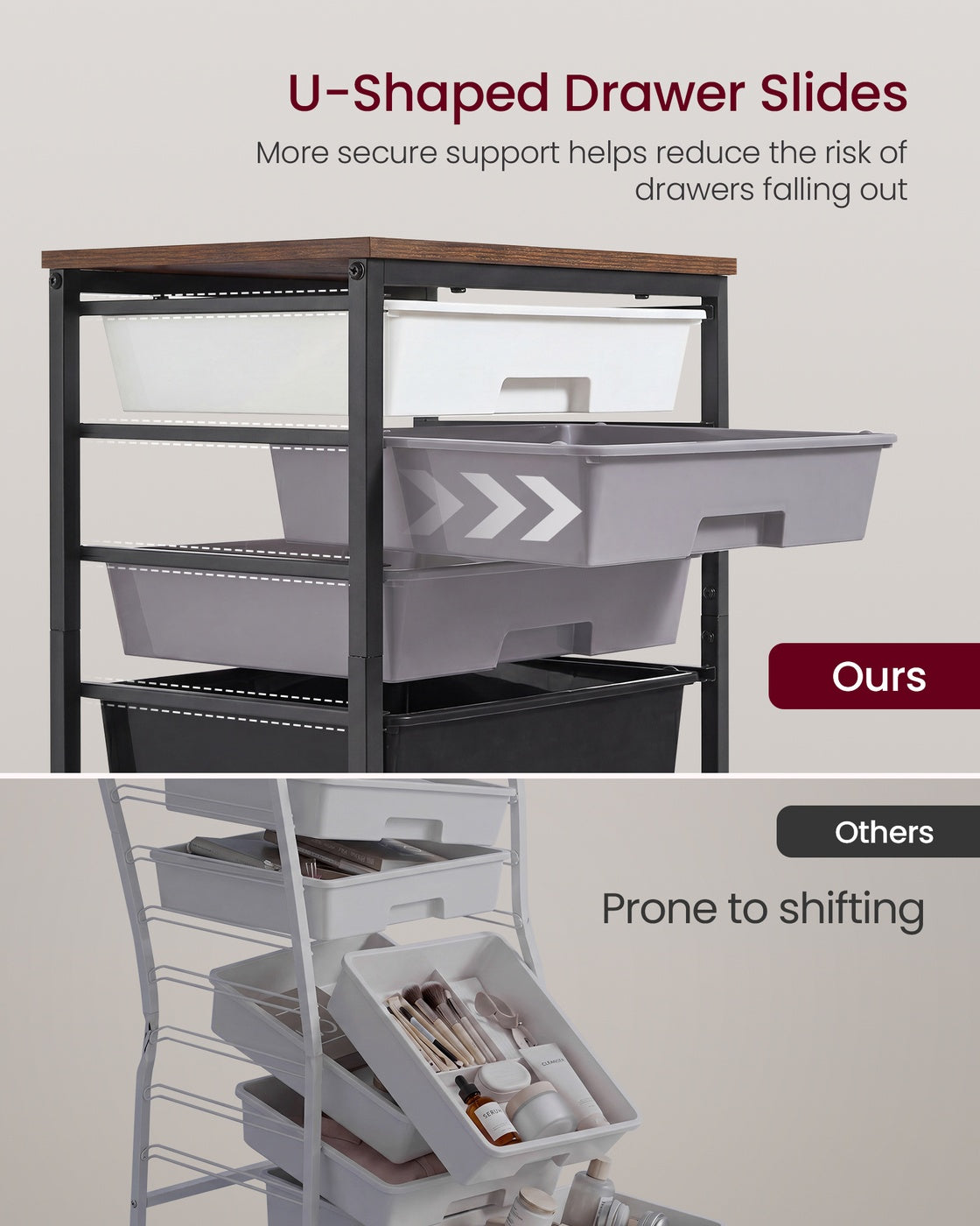 Rolling Storage Cart - 5-Drawer