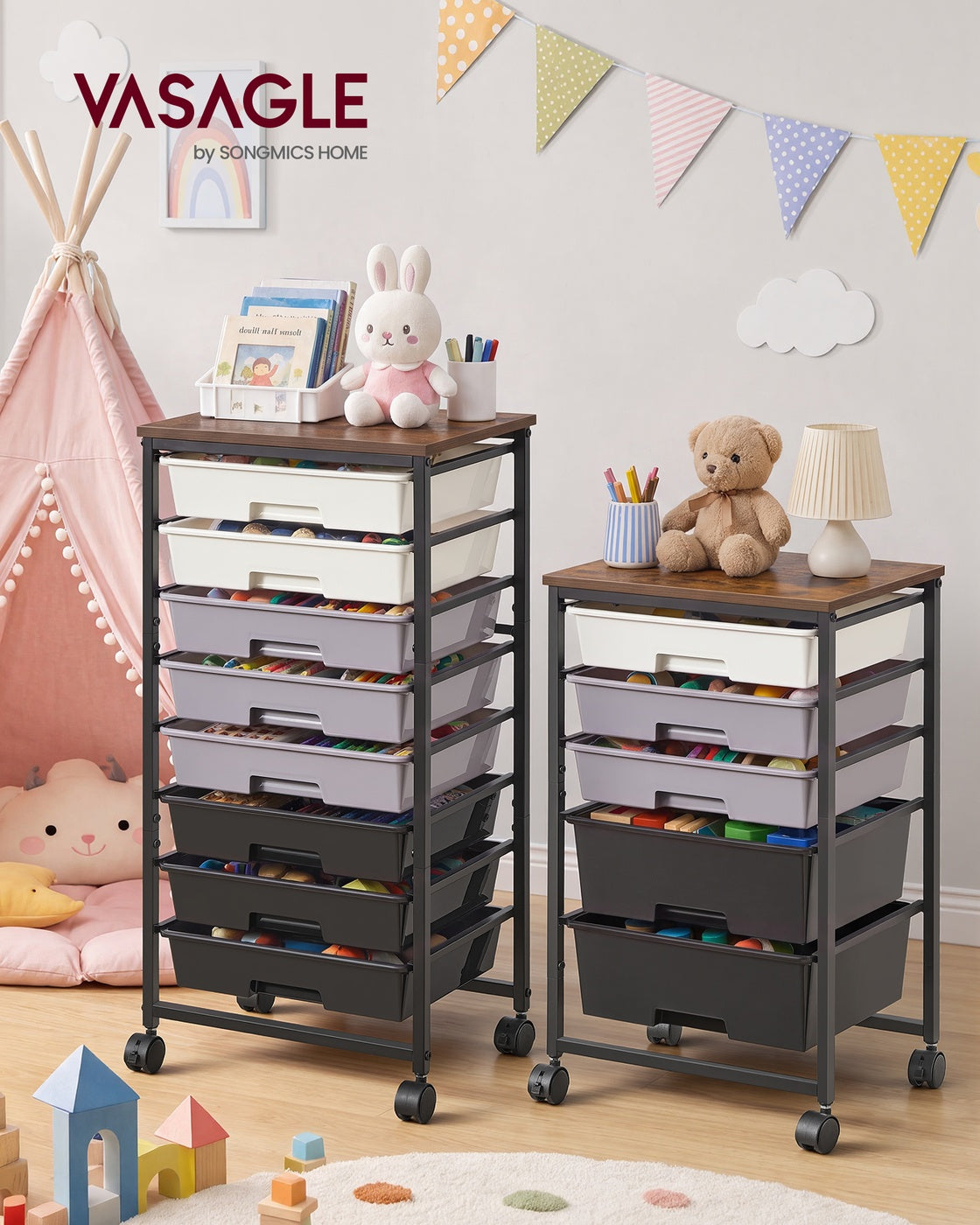 Rolling Storage Cart - 5-Drawer