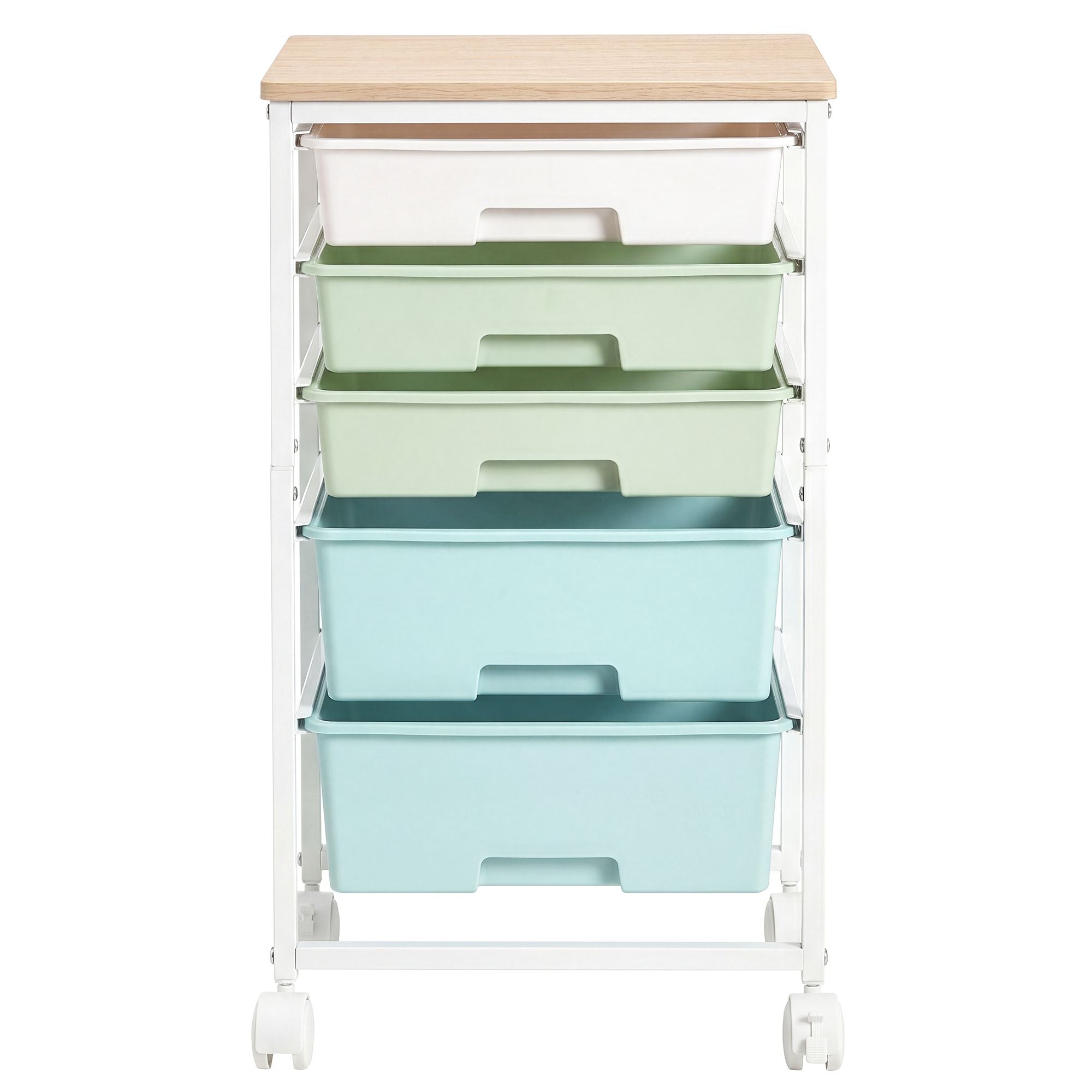 5-Drawer Rolling Storage Cart - Mint - 5-Drawer