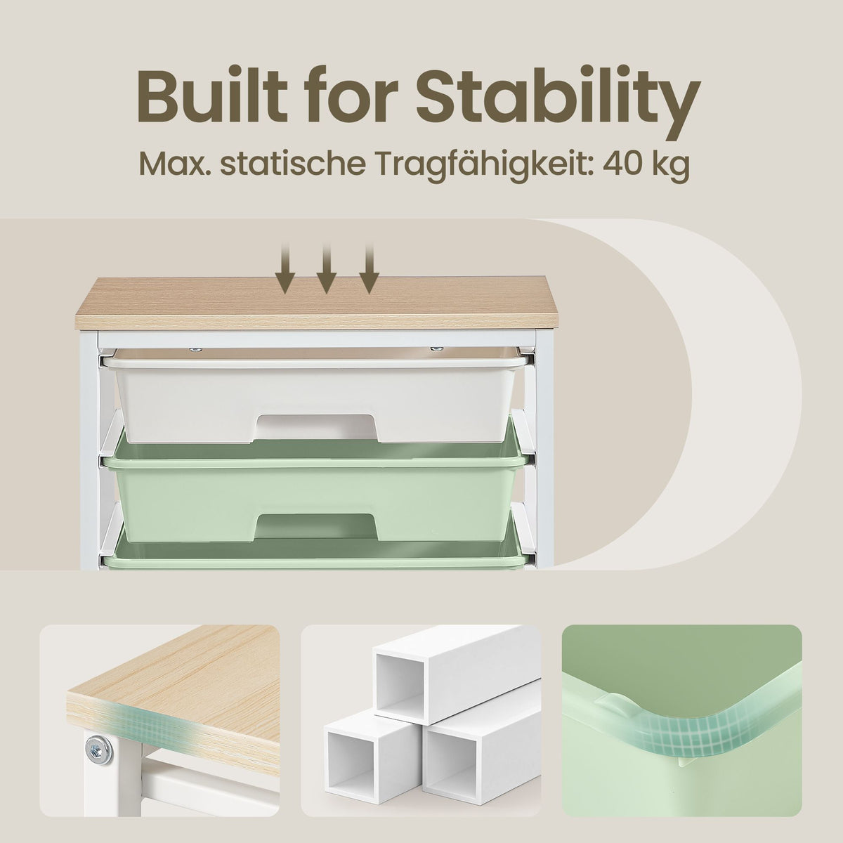 Rolling Storage Cart - 5-Drawer