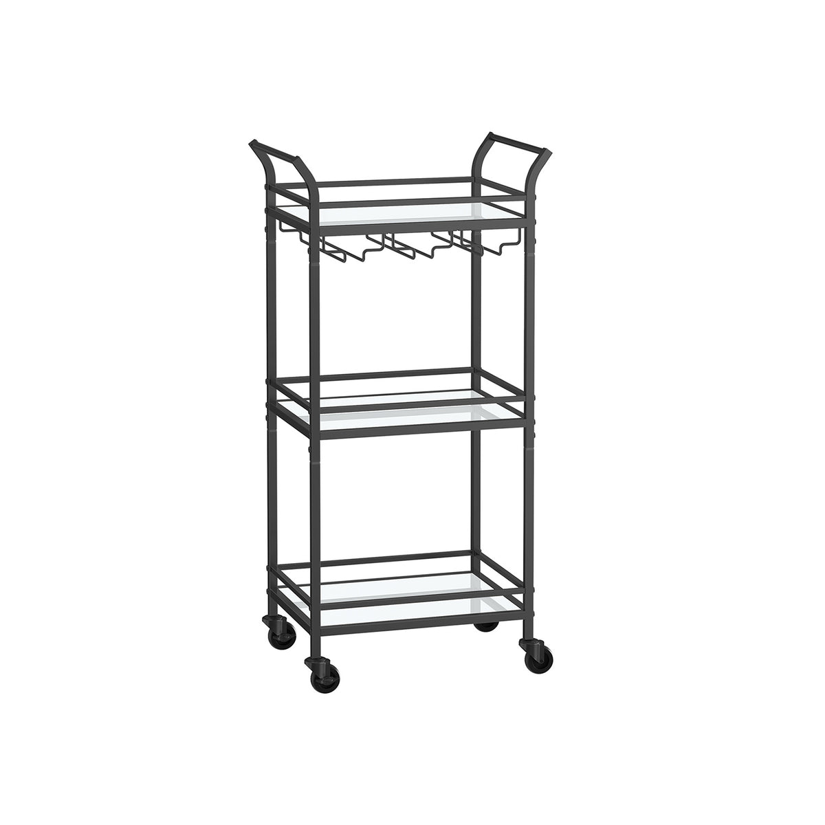 Small Bar Cart with 3-Tier Shelf - Black