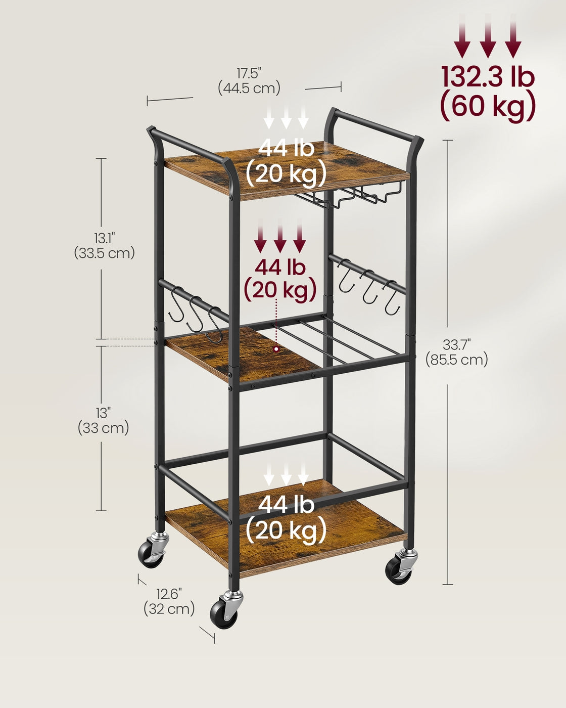 3-Tier Bar Cart
