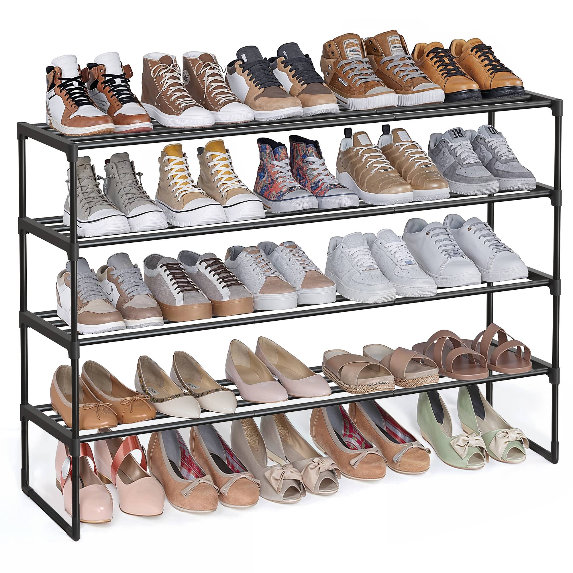 Shoe Rack 4-Tier Shoe Organizer 11.8 x 46.1 x 29.5 Inches Black