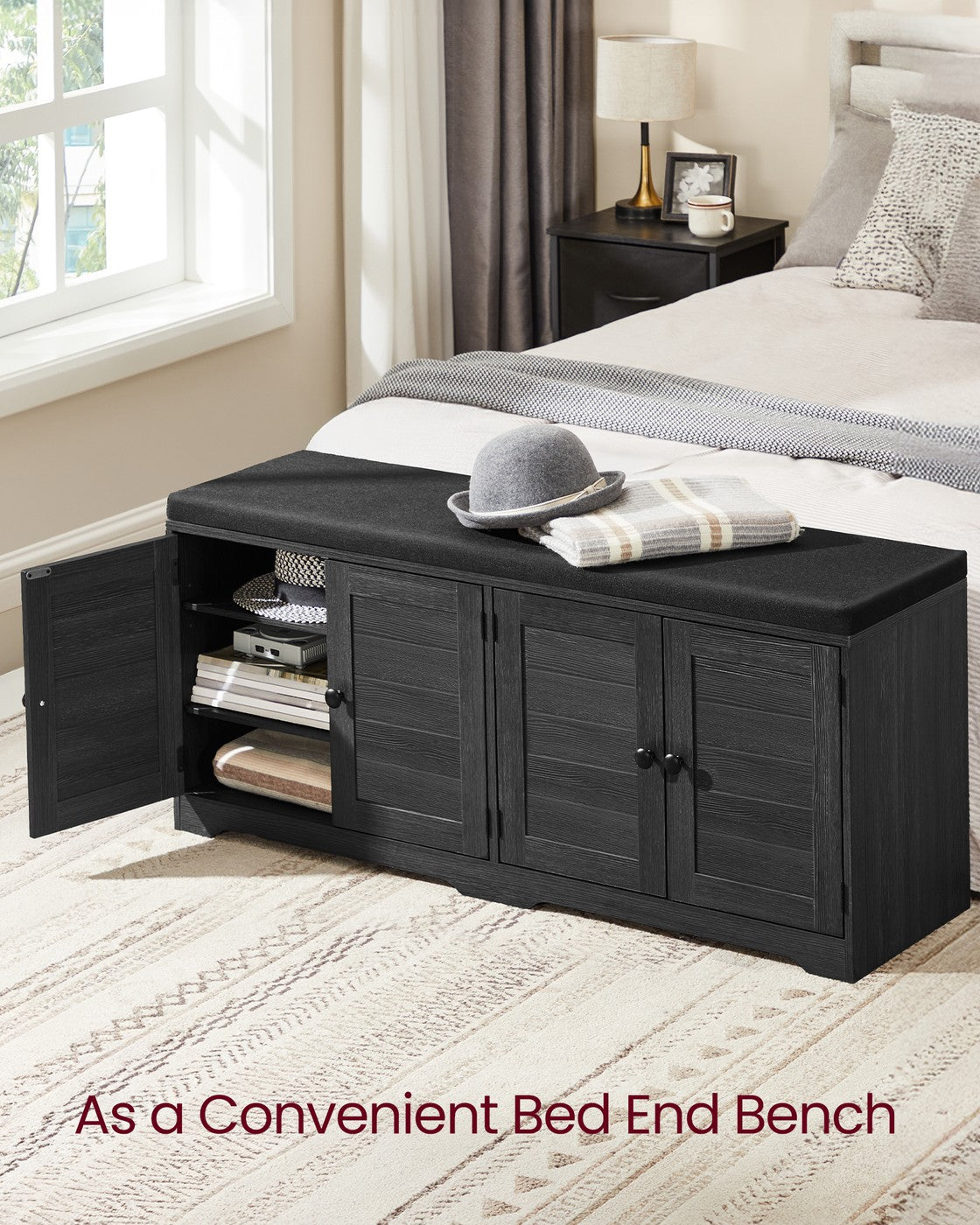 Shoe Storage Bench with Cushion - 3-Tier Entryway Bench with Padded Seat
