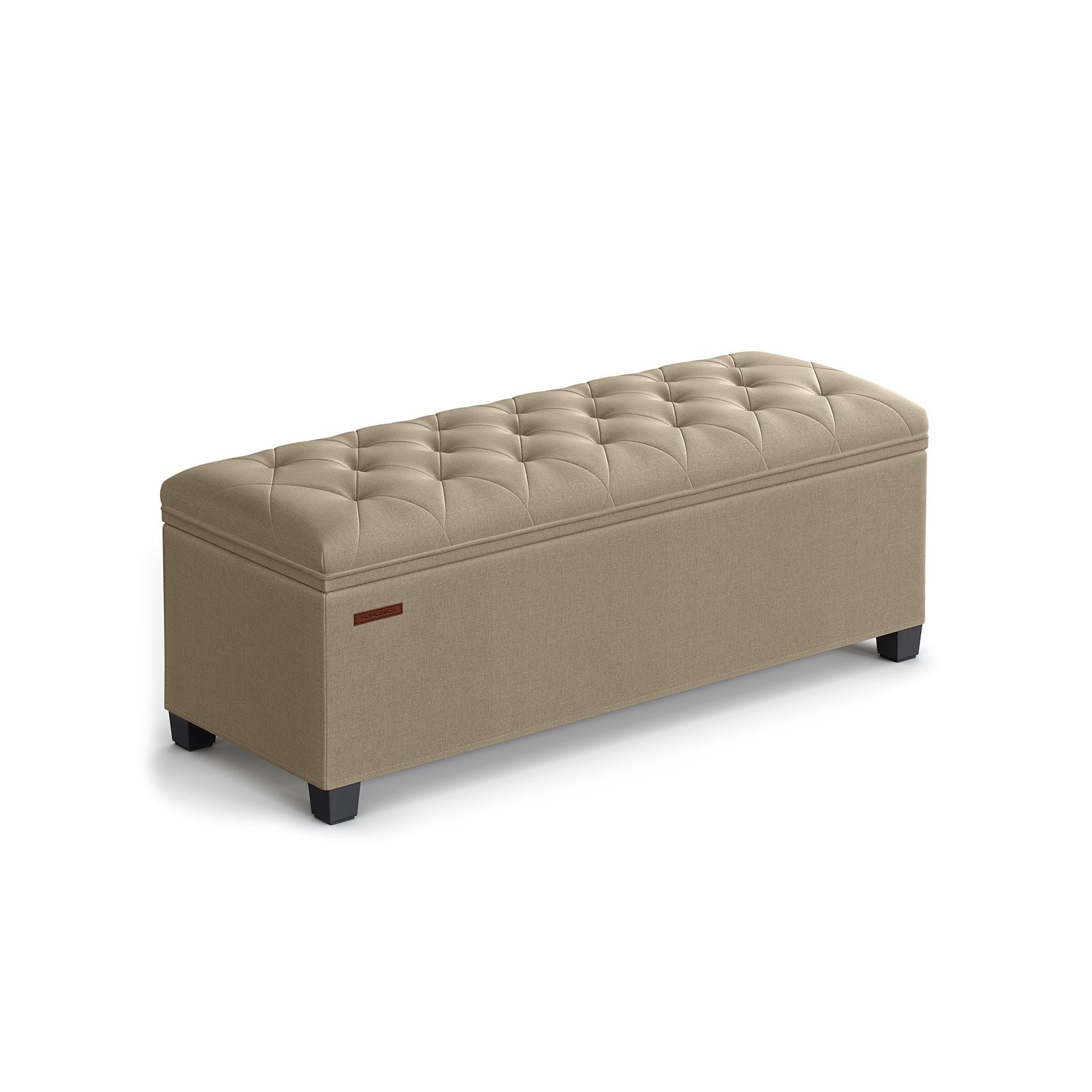 Storage Ottoman Bench with Legs - Load Up to 660 Lb Ink Black - Camel Brown - 15.7"D x 43.3"W x 15.7"H