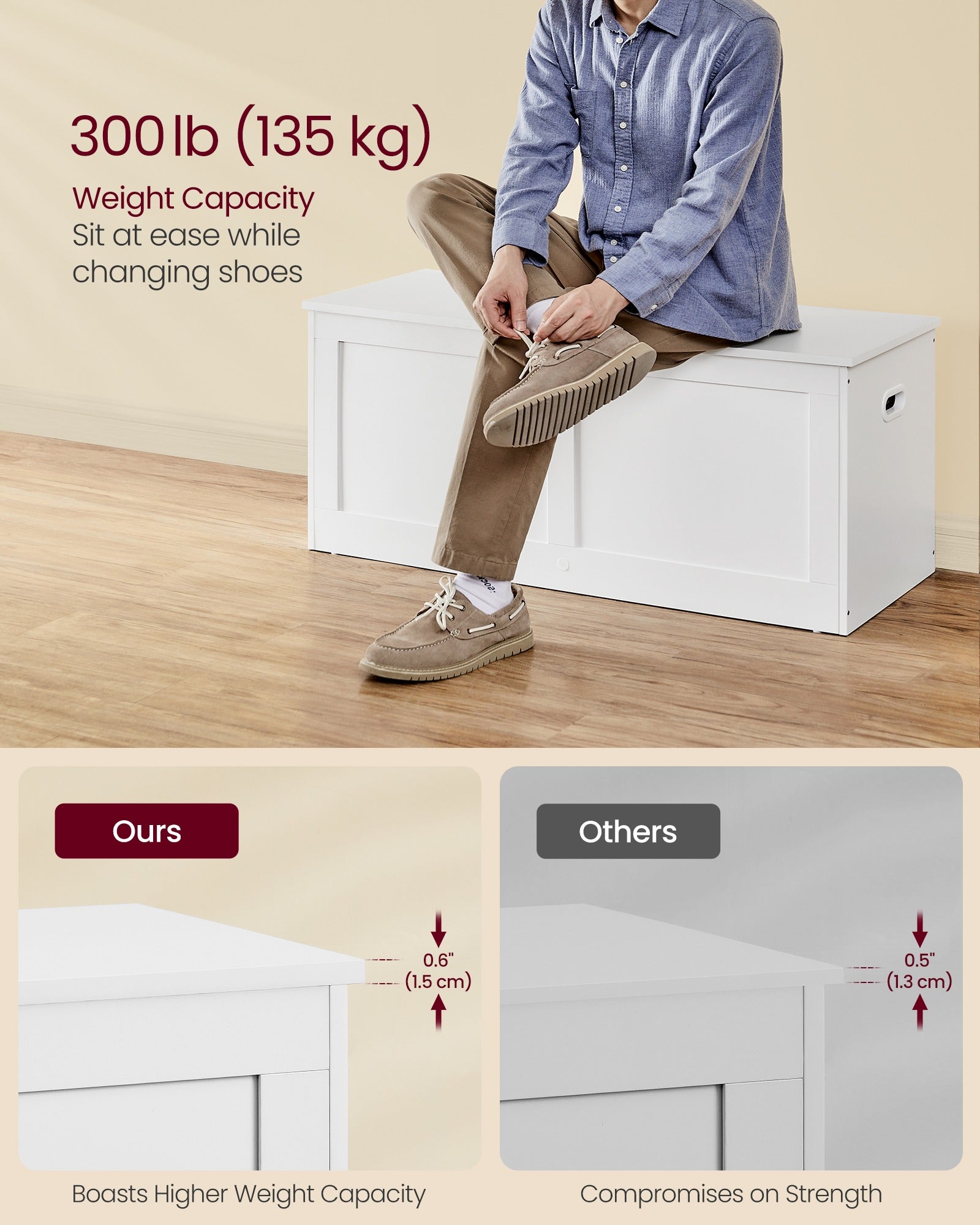 Storage Chest with 2 Safety Hinges