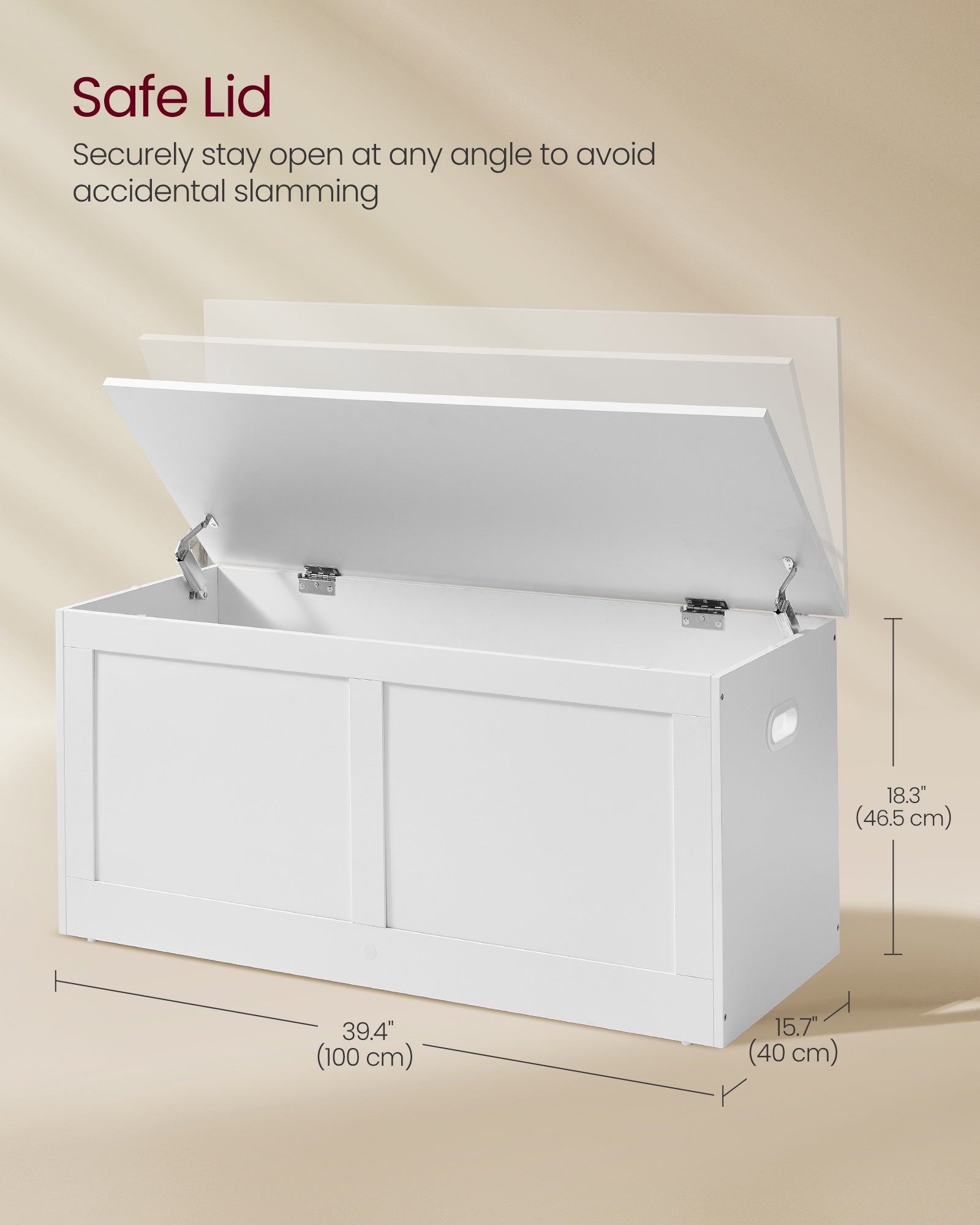 Storage Chest with 2 Safety Hinges