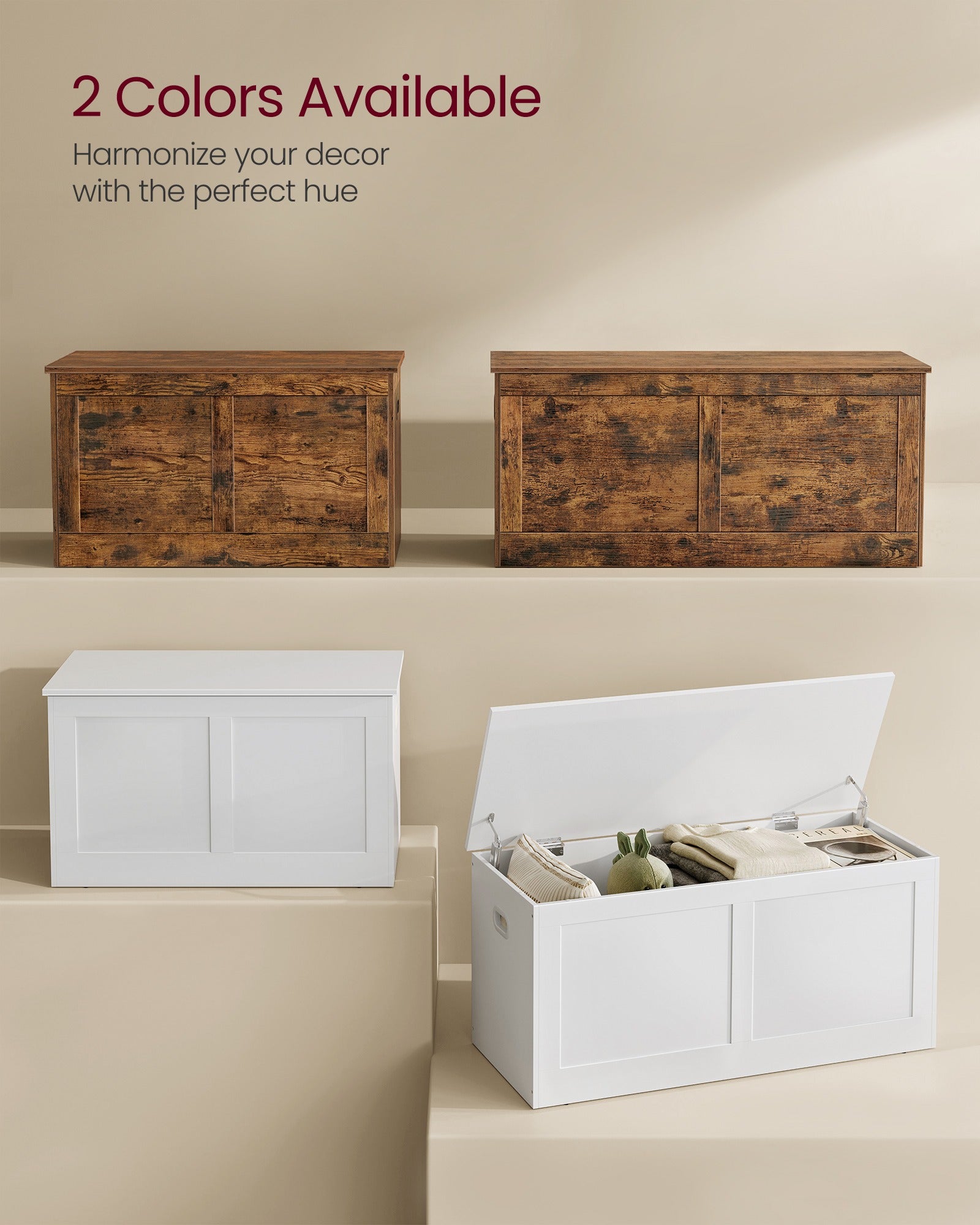 Storage Chest with 2 Safety Hinges