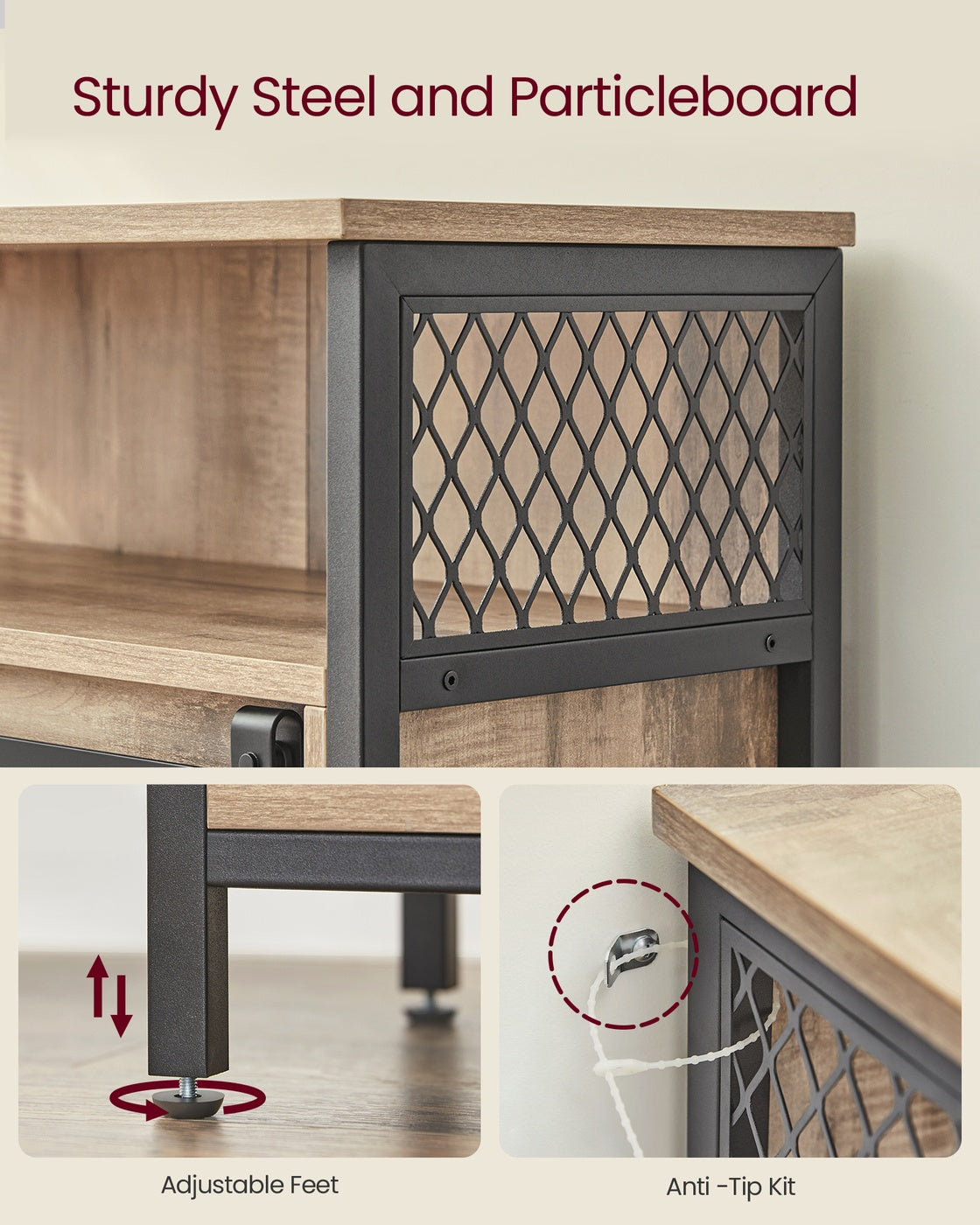 Buffet Cabinet with Open Compartment - Sliding Barn Door