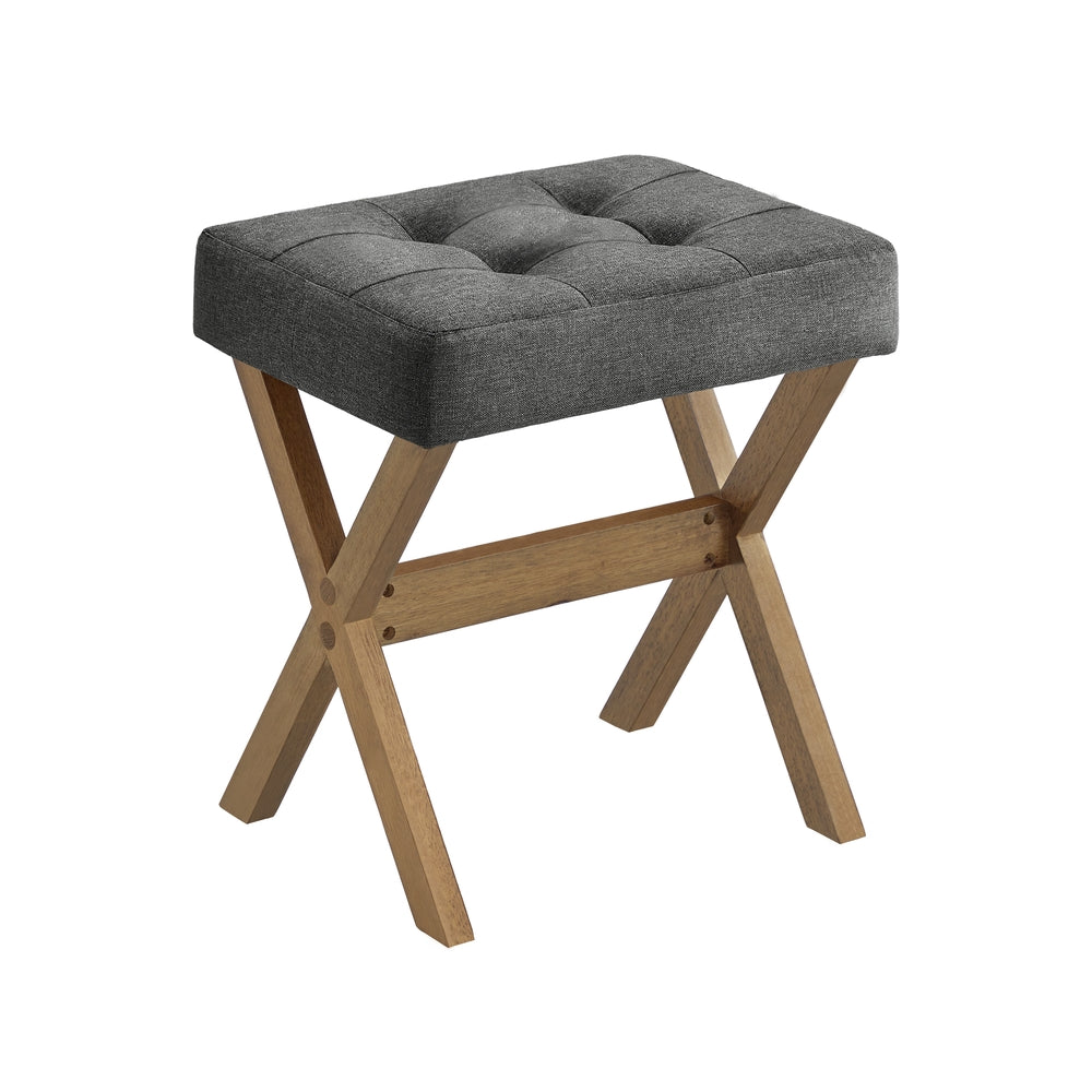 Padded Makeup Stool - Gray + Brown