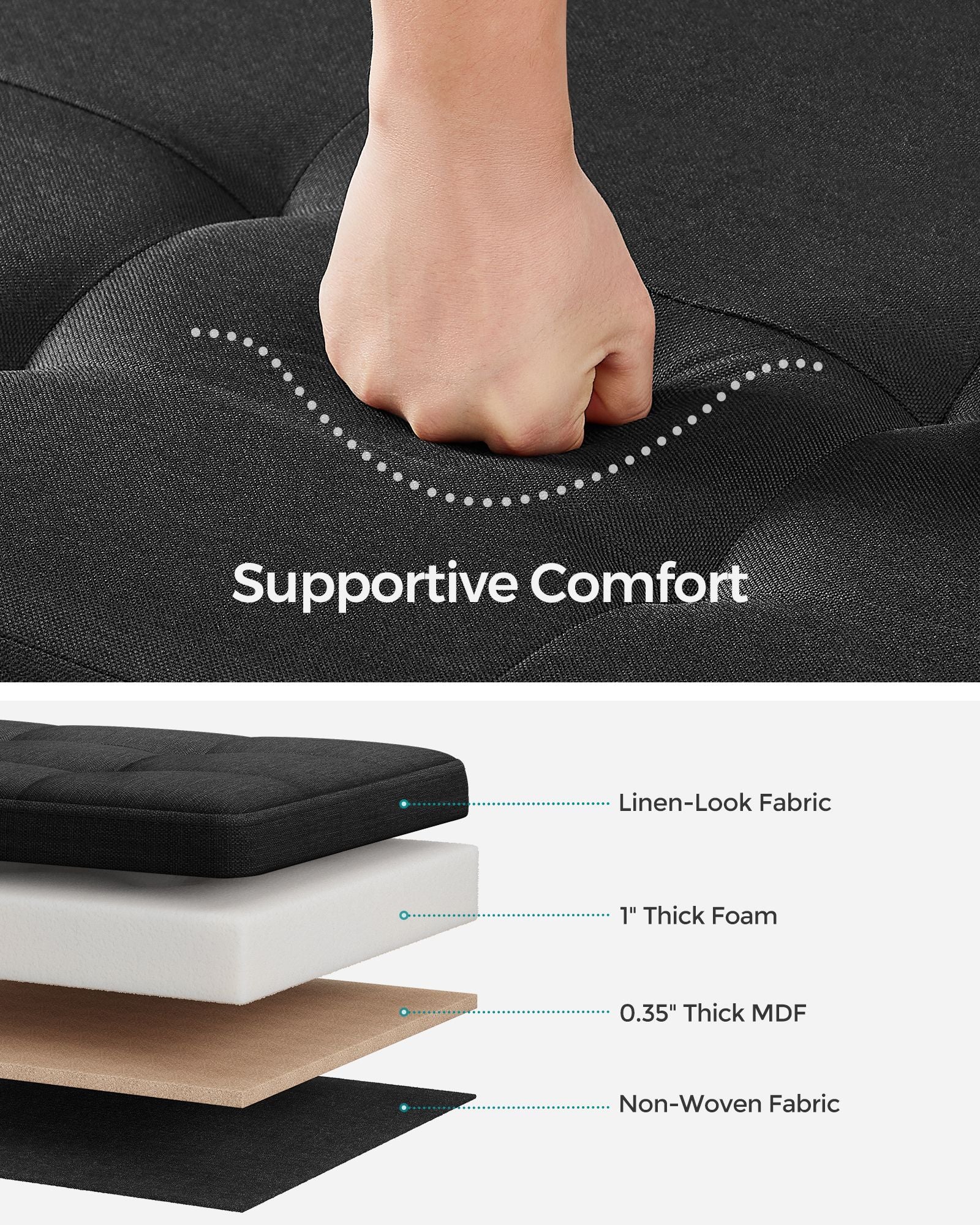 Storage Ottoman Bench - Black