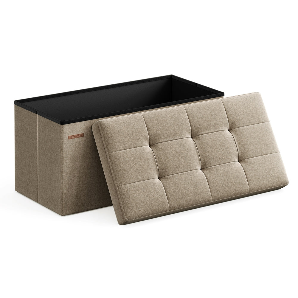 Folding Storage Ottoman Bench - Brown