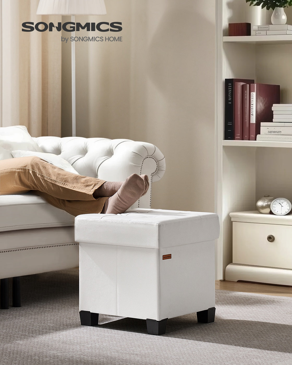 Faux Leather Cube Storage Ottoman