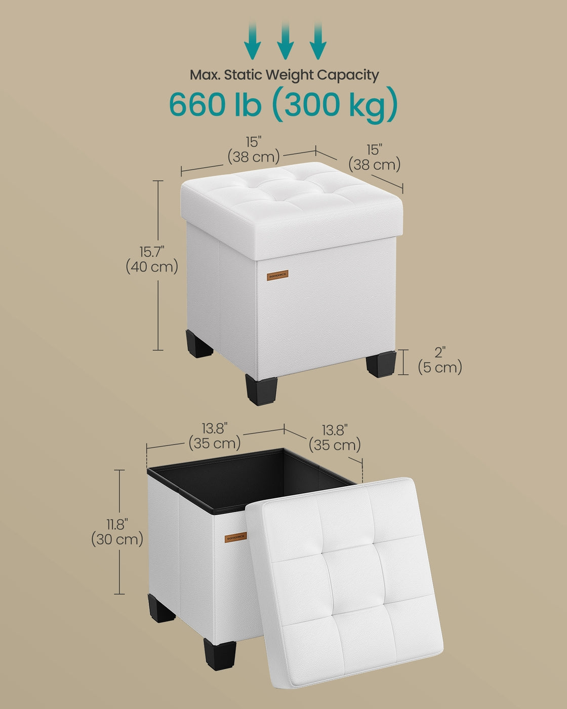 Faux Leather Cube Storage Ottoman