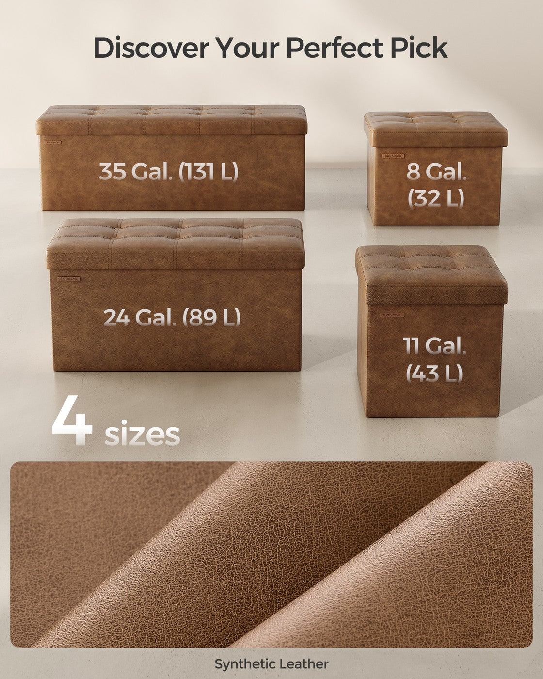 Folding Storage Ottoman Bench