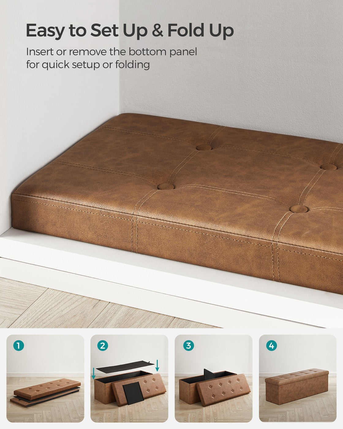 Folding Storage Ottoman Bench