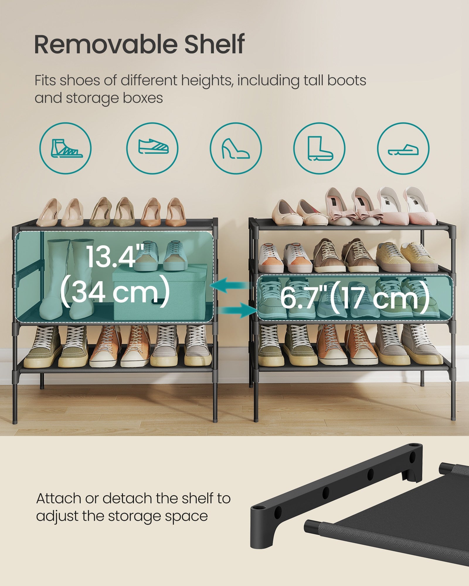 Hoe Rack - Shoe Storage Organizer - Space-Saving - Ink Black