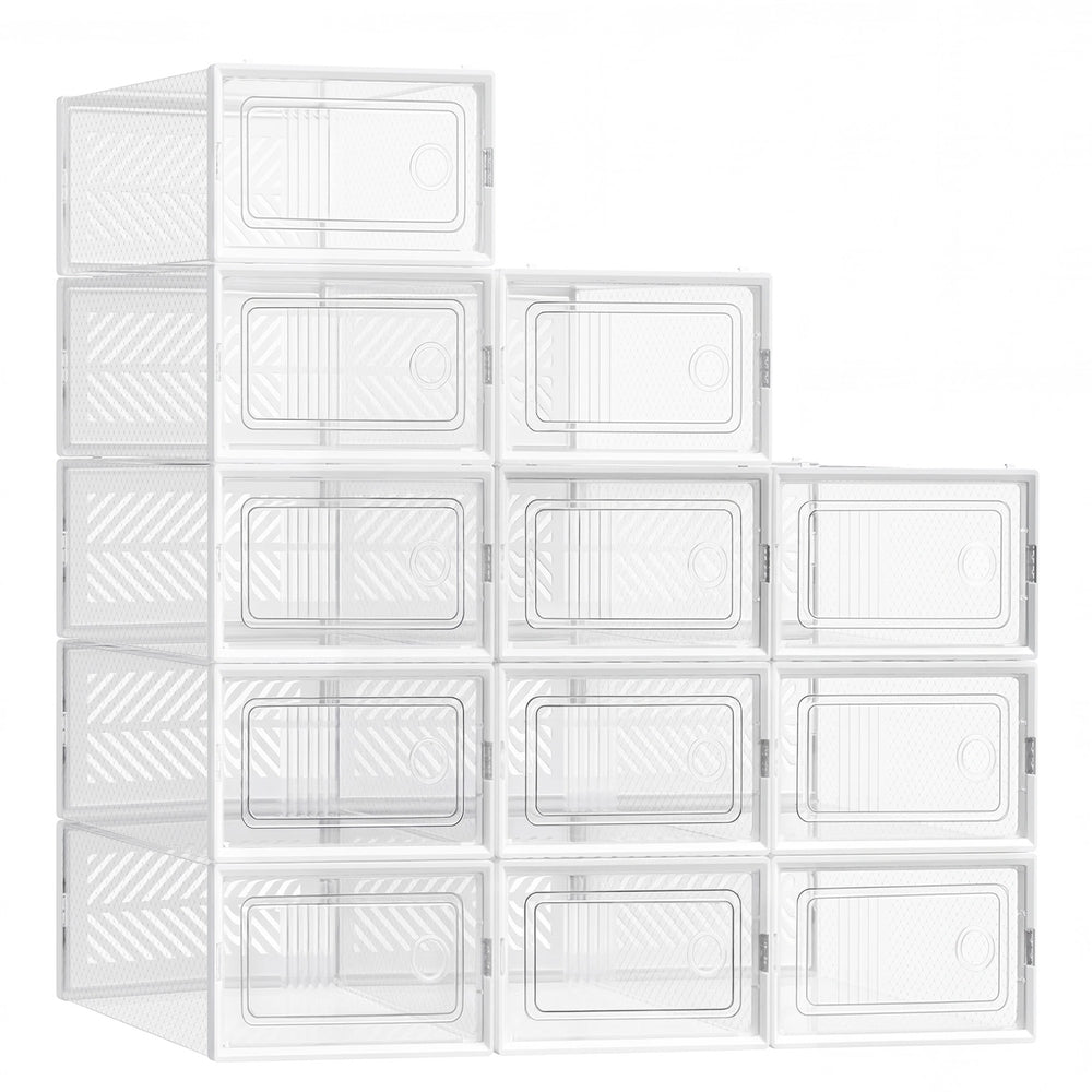 Foldable Clear Shoe Storage Boxes - Set of 12