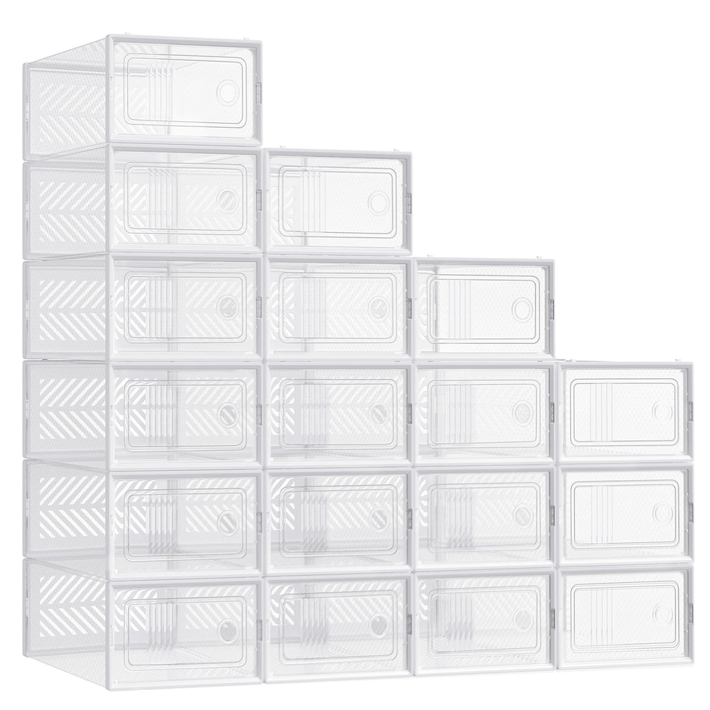 Foldable Clear Shoe Storage Boxes - Set of 18