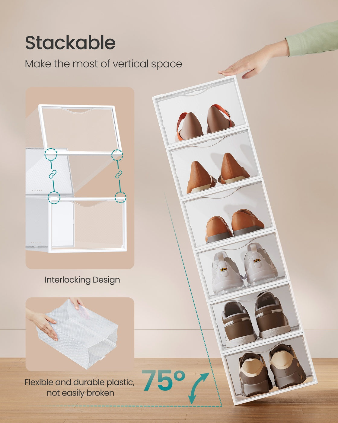 Stackable Clear Shoe Boxes - Set Of 18 - For Closet Or Entryway