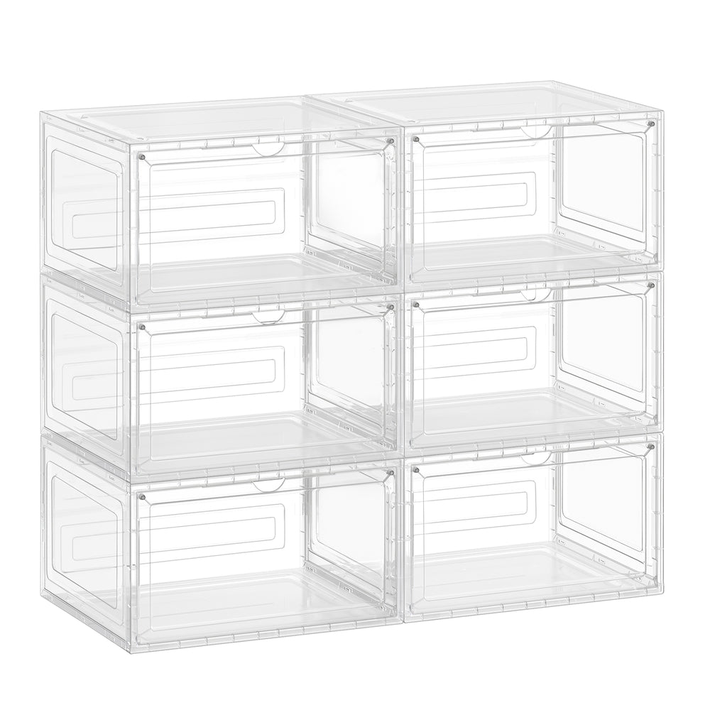 Shoe Boxes Set of 6 13 x 11.2 x 7.6 Inches Transparent White - Transparent White