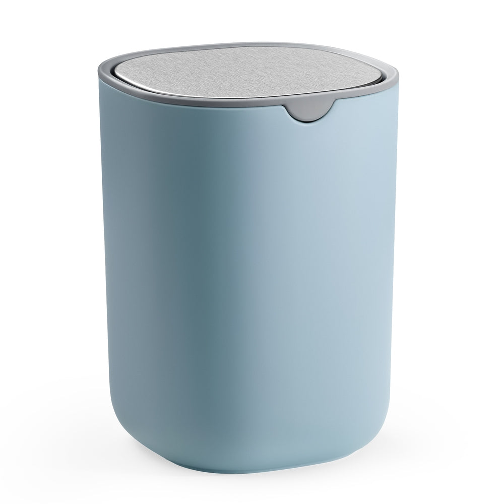 Mini Desk Trash Can with Lid - Silver Grey