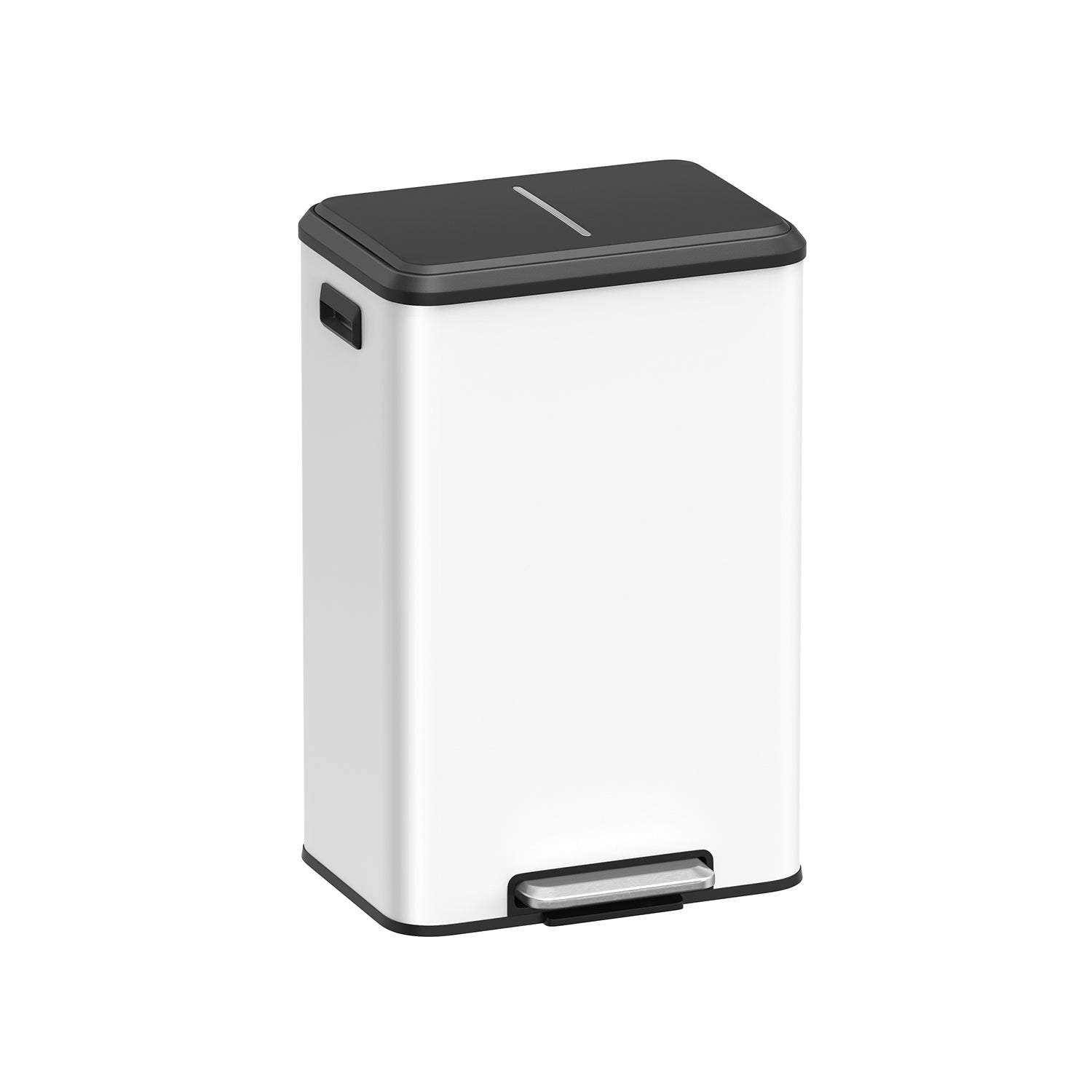 10.5-Gallon (40L) Kitchen Trash Can with Lid and Wide Foot Pedal - White