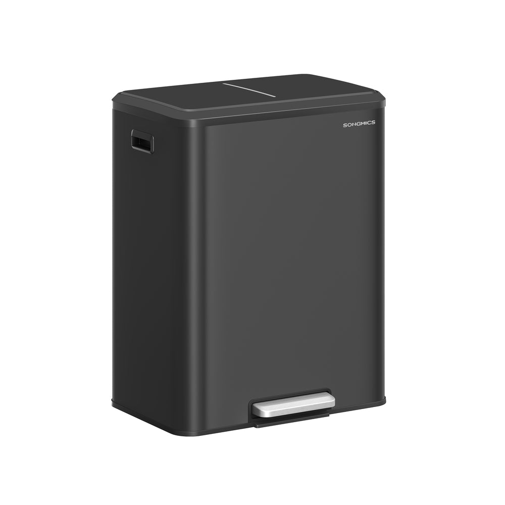Stainless Steel Dual Pedal Trash Can for Kitchen Recycling - Ink Black