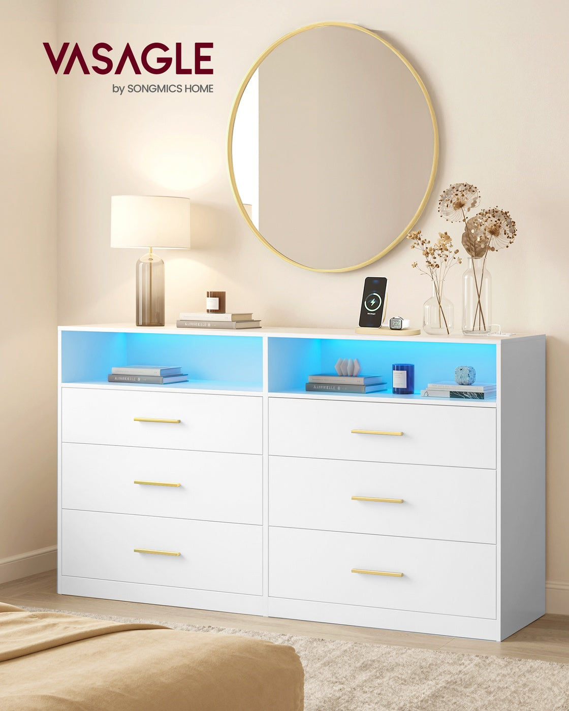 Wide 6-Drawer Dresser
