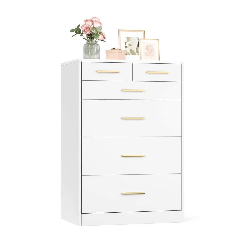 Tall Narrow Dresser With 6 Drawers - White